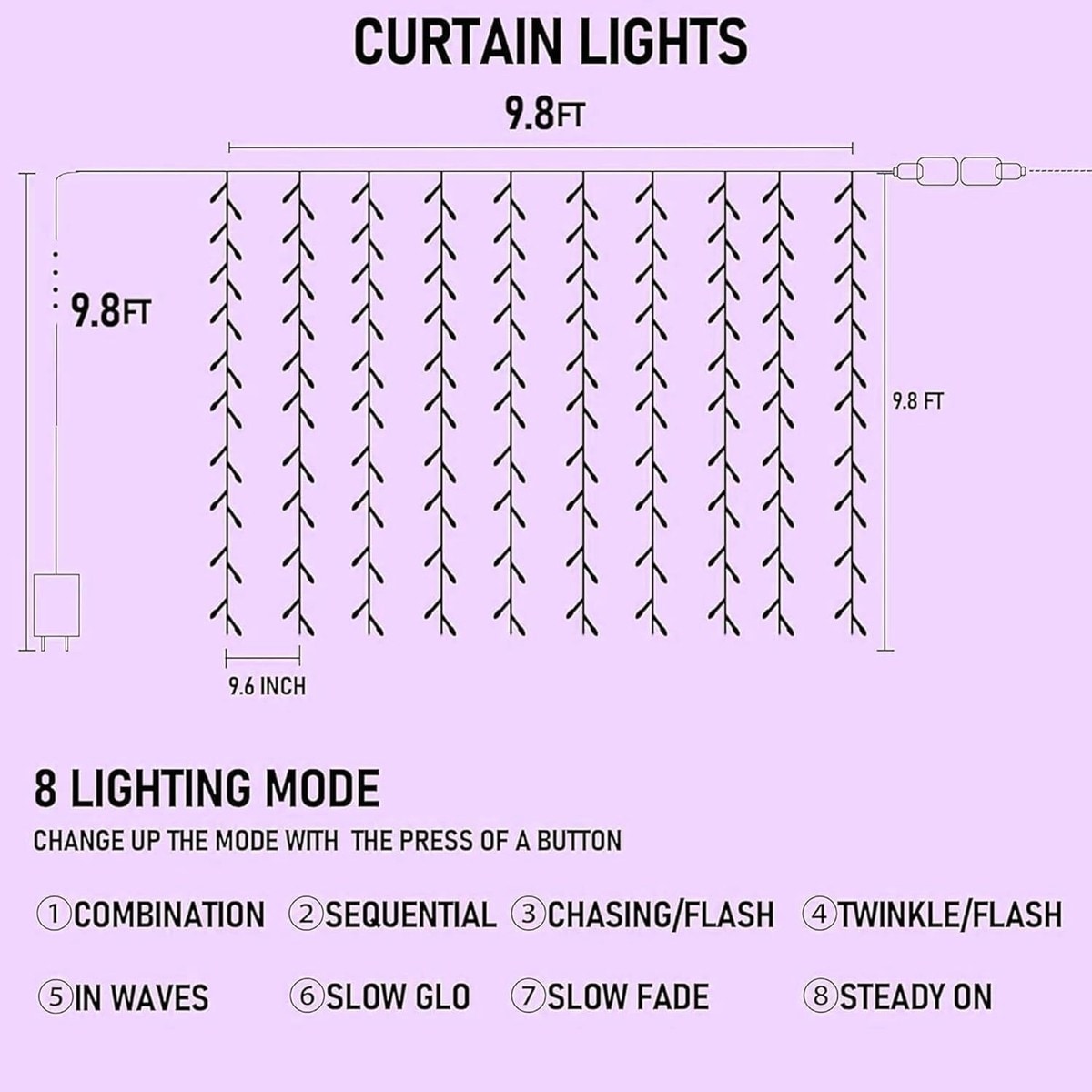 Axinabu 300 LED Curtain String Lights Purple Halloween Fairy Lights ...