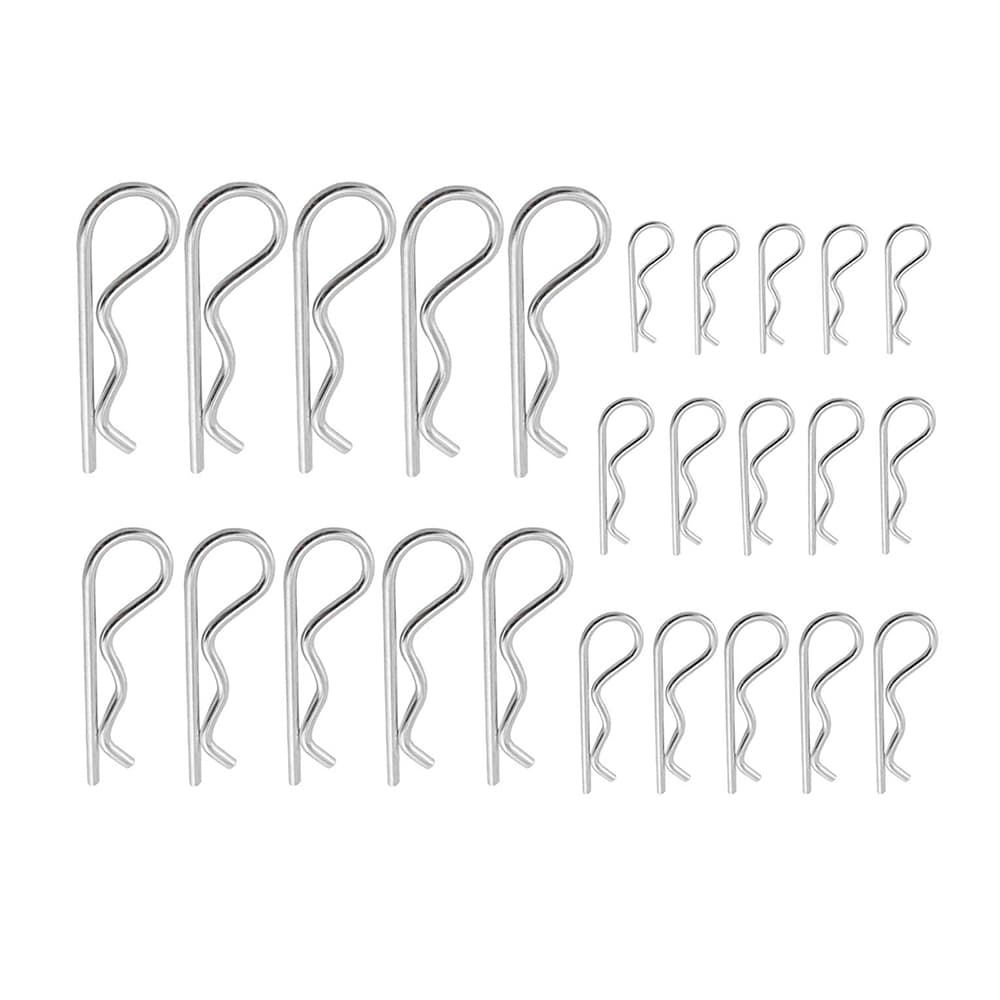 Etokfoks  Zinc Plated Steel R Shaped Spring Cotter Pins 25 Pack M1 2x20mm M1 5x30mm M2x40mm M2 5x55mm M3x60mm Assortment Kit