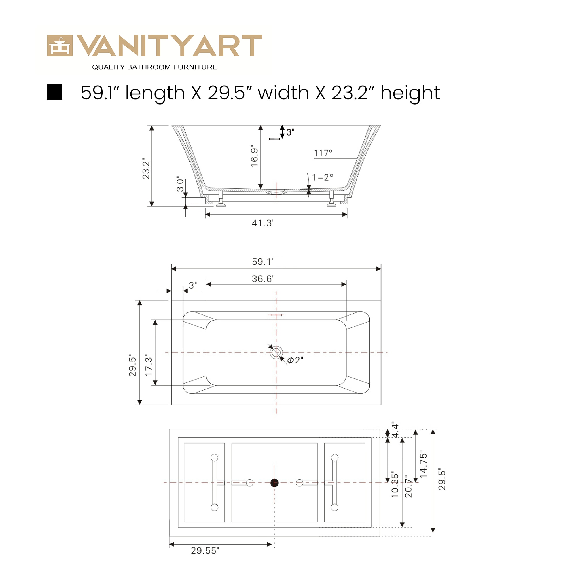 Vanity Art VA6817-S-TG bathtubs - View #10