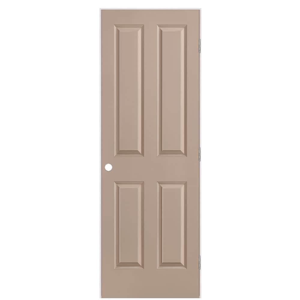 Masonite 1316511 28-in x 80-in Sandpiper Solid core 4 panel square Left hand Smooth Prefinished Molded composite Flat Jamb Single Prehung Interior Door