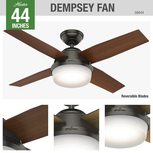 Hunter Dempsey 44 In Le Bronze Led Indoor Downrod Or Flush Mount Ceiling Fan With Light Remote 4 Blade The Fans Department At Com - Home Decorators Collection Ceiling Fan Remote Reset