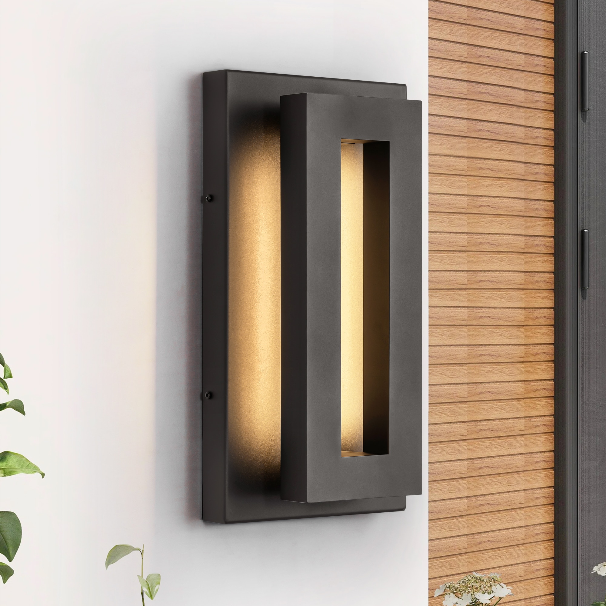 Rennnsan WL810152948 lsabella 14.2-in H Matte Black Hardwired Integrated LED Outdoor Wall Light