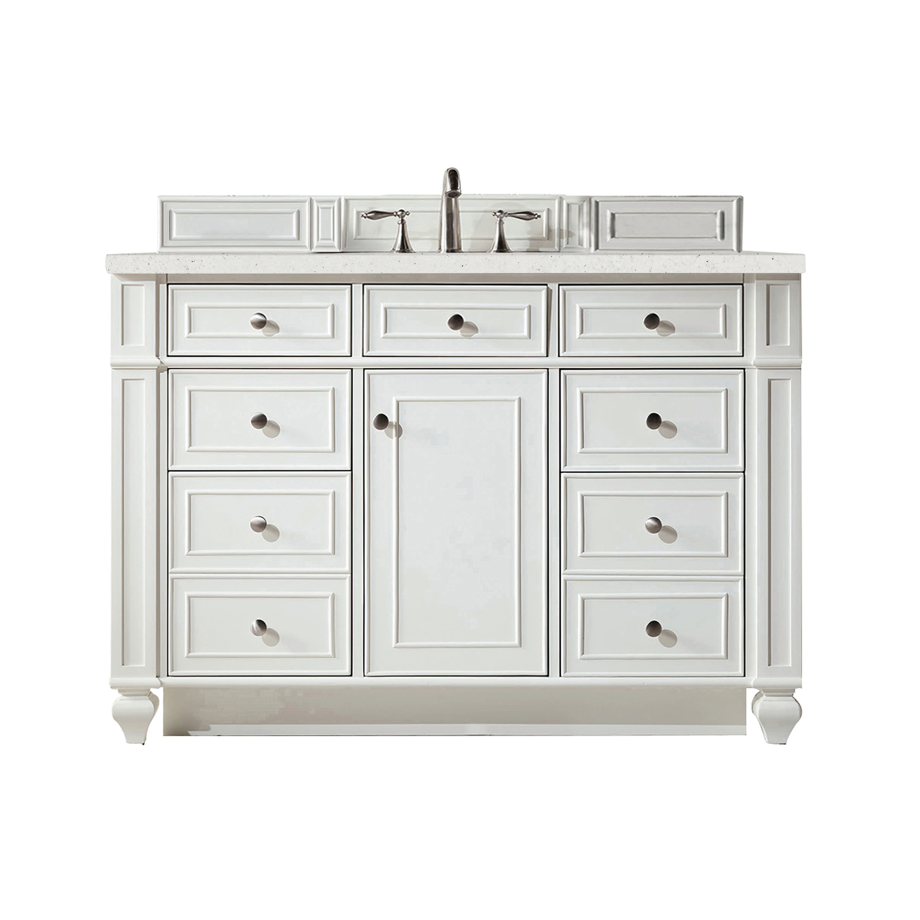 James Martin Vanities 157-V48-BW-3LDL Bristol 48-in Bright White Undermount Single Sink Bathroom Vanity with Lime Delight Quartz Top