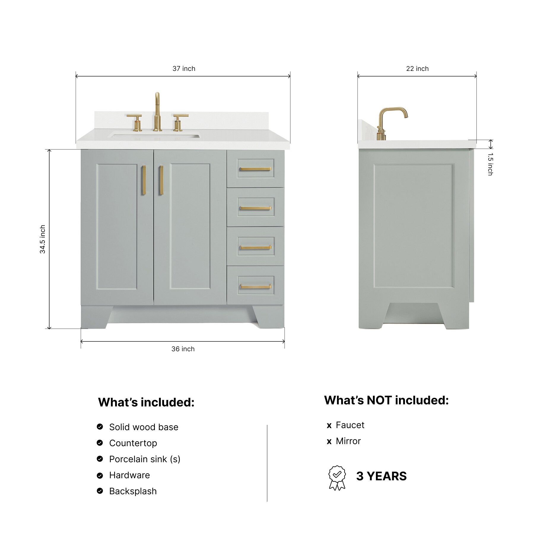 ARIEL Q037SLWQRVOGRY Bath-Vanity-Combo - View #3