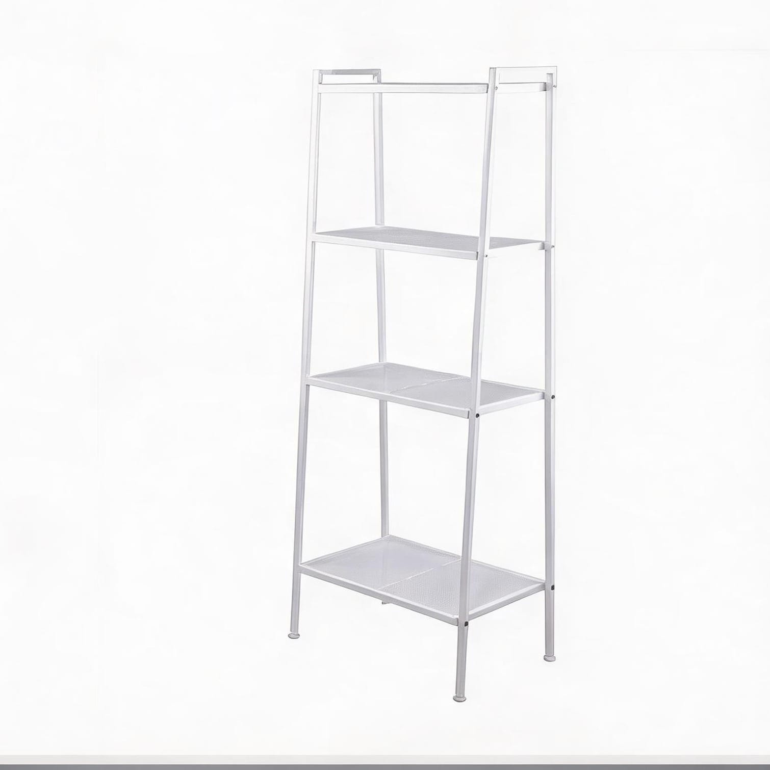 Tammesy Crisp White 4-Tier Iron Bookshelf Freestanding Storage Unit for Living Room Office Bedroom