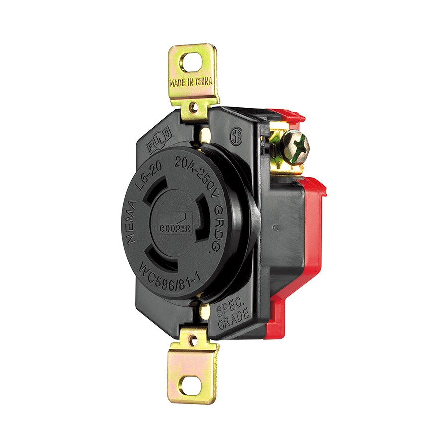 Cooper Wiring Devices L620R-L 20-Amp 250-Volt Commercial Locking, Black