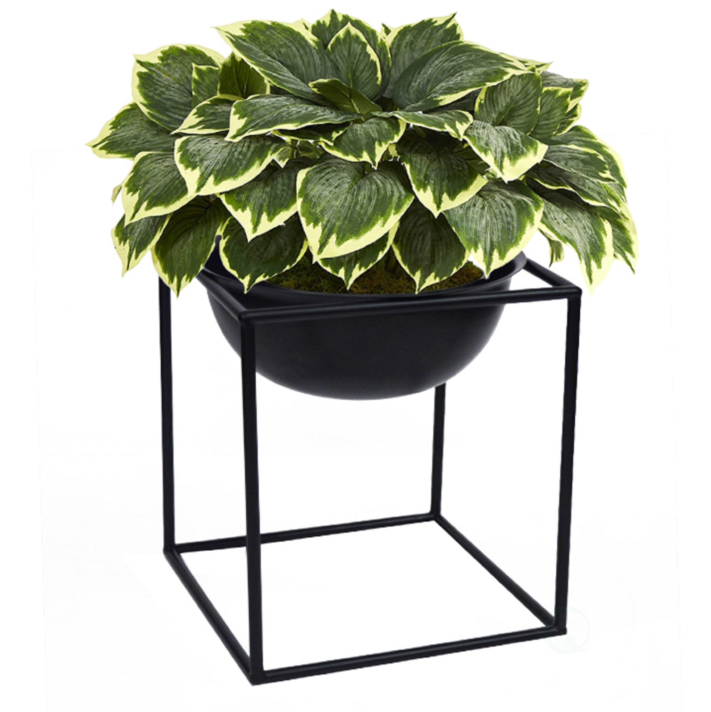 Uniquewise QI004244 Round 9.0-in W Small Black Metal Indoor/Outdoor Planter Stand Included
