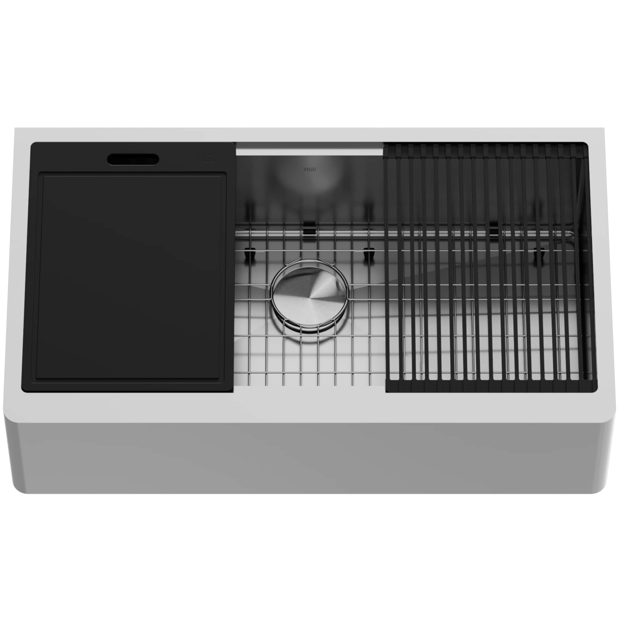 VIGO VGS3620FA Oxford Undermount 36-in x 21-in Stainless steel Single bowl 16 -Gauge Workstation Kitchen Sink