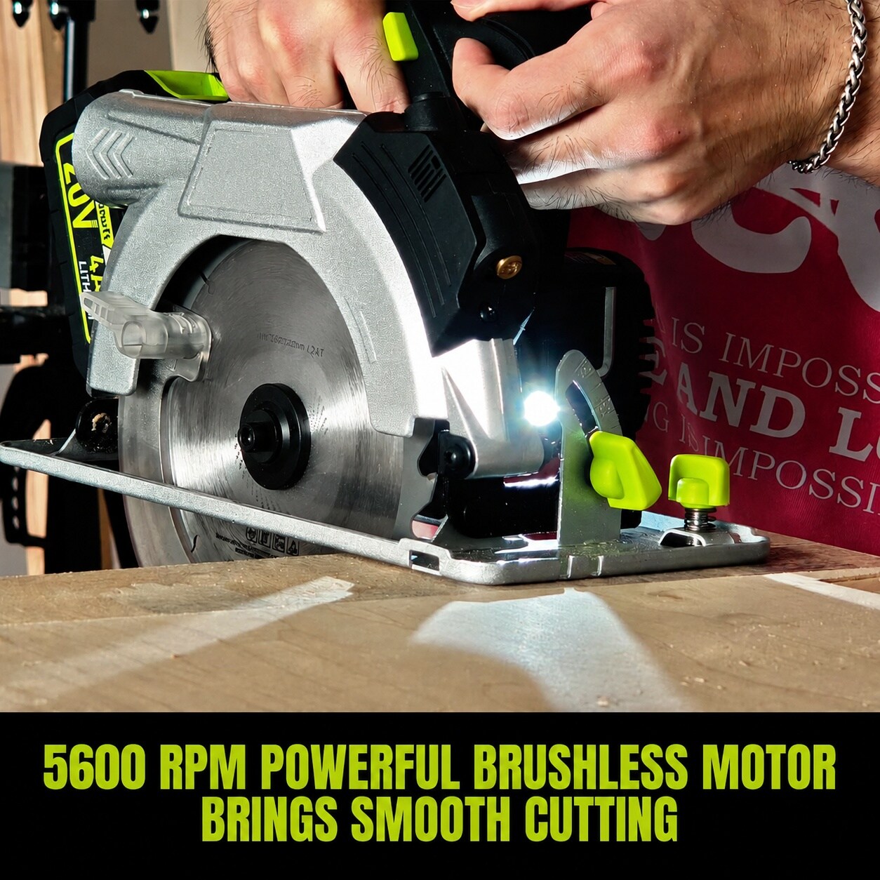 Adrinfly 20V Cordless Circular Saw with 6-1/2-Inch Blade Brushless ...