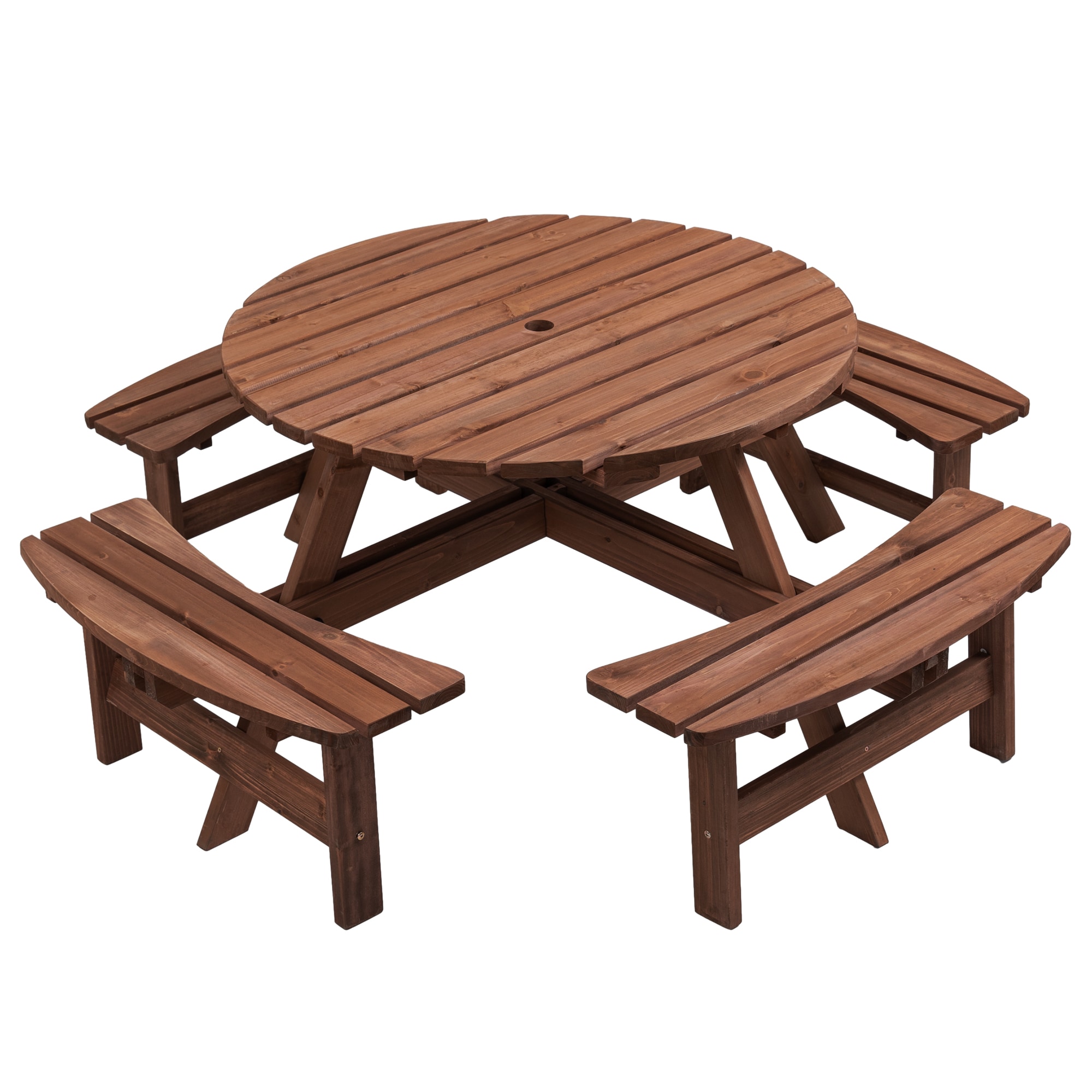 Forclover MONMHO01 35.43-in Brown Douglas fir Round Folding Picnic Table
