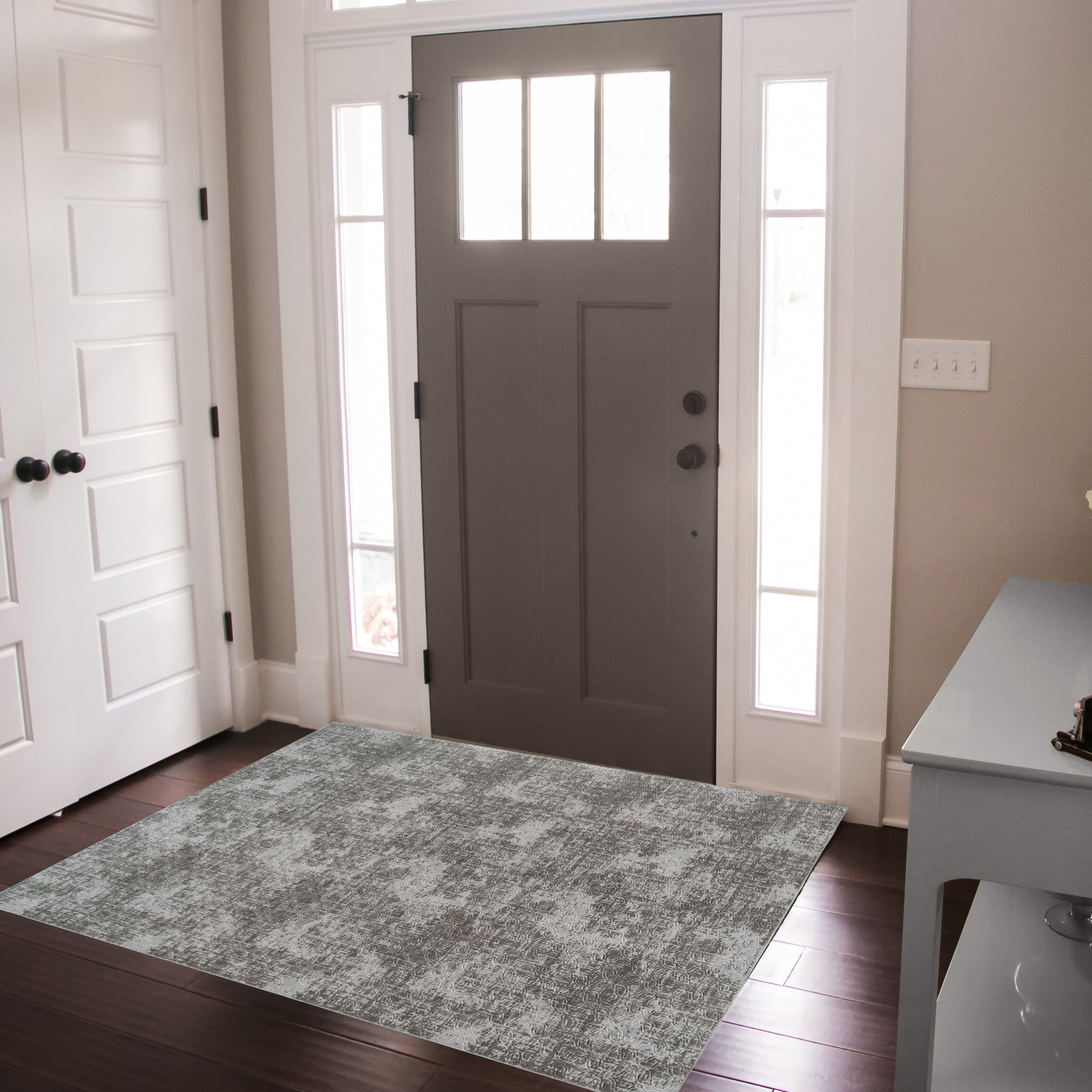 GERTMENIAN 26852 4 x 6 (ft) Loomed Silver Rectangular Indoor Pet Friendly Area rug