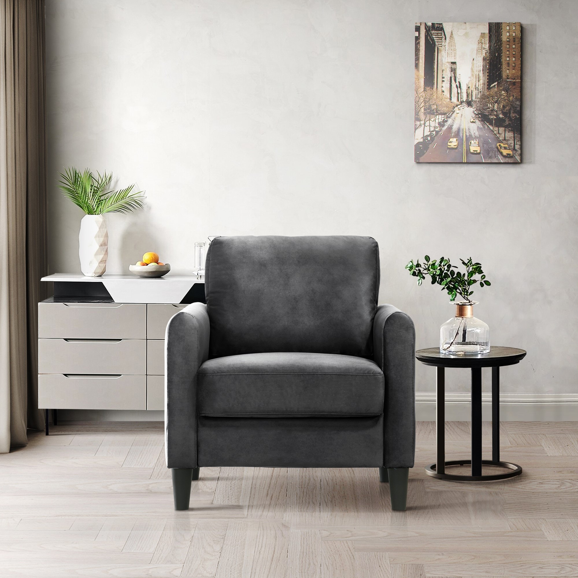 Home Design 30027-111 Modern Dark Gray Velvet Accent Chair