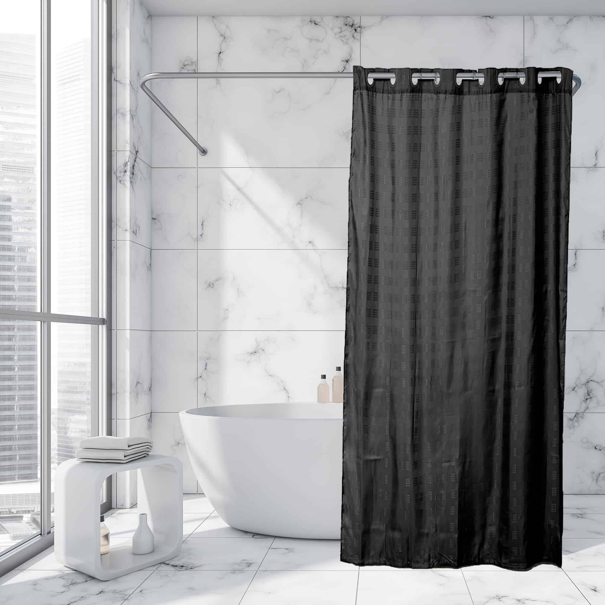 EVIDECO FRENCH HOME GOODS 79-in W x 79-in L Black Solid Polyester Shower curtain #1207103