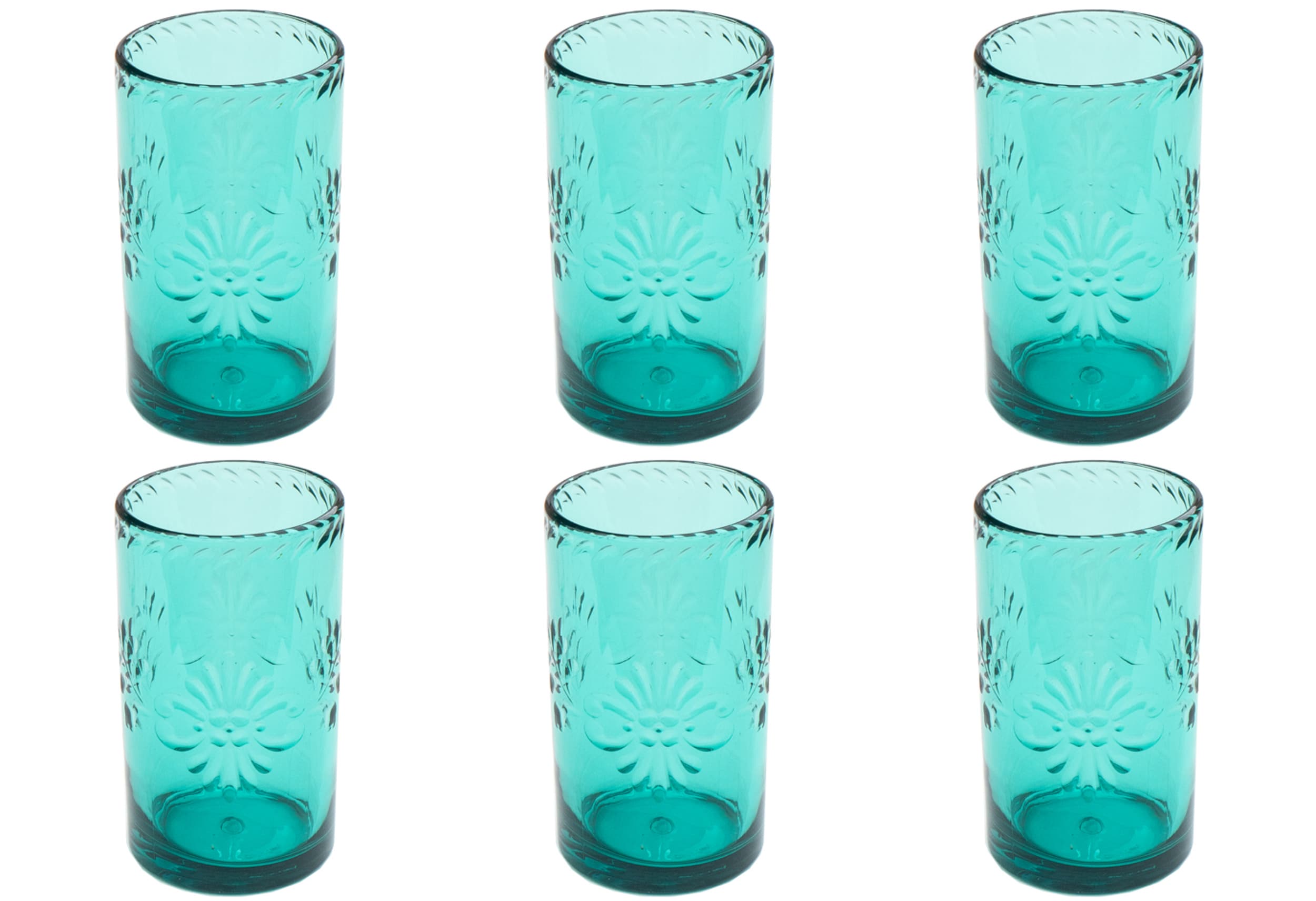 TarHong Talavera Acrylic Drinking Glass - Teal - 18 oz - Set of 6