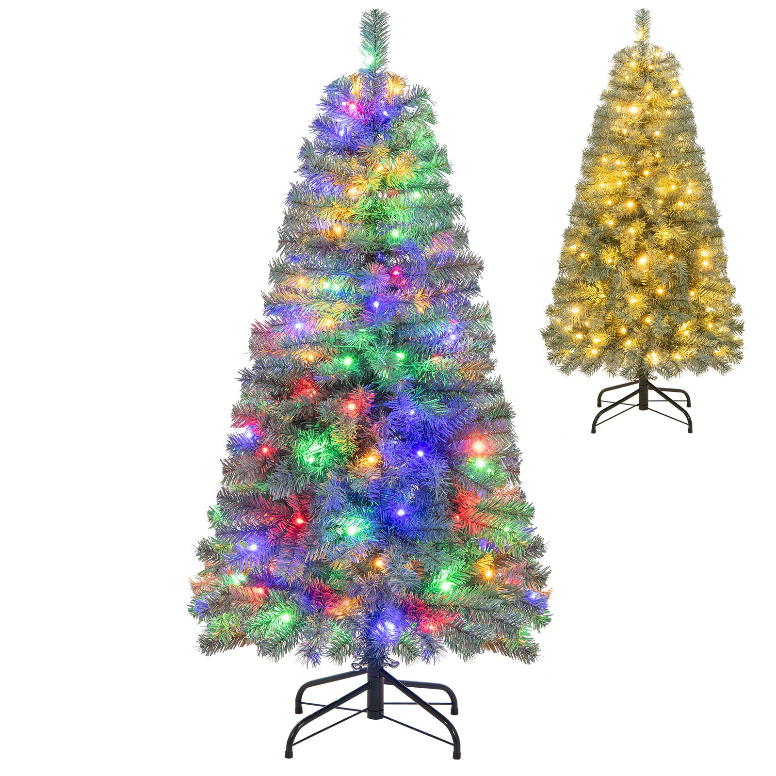 WELLFOR HYG24077US 4.5-ft Pre-lit Blue Artificial Christmas Tree with Multicolor LED Lights