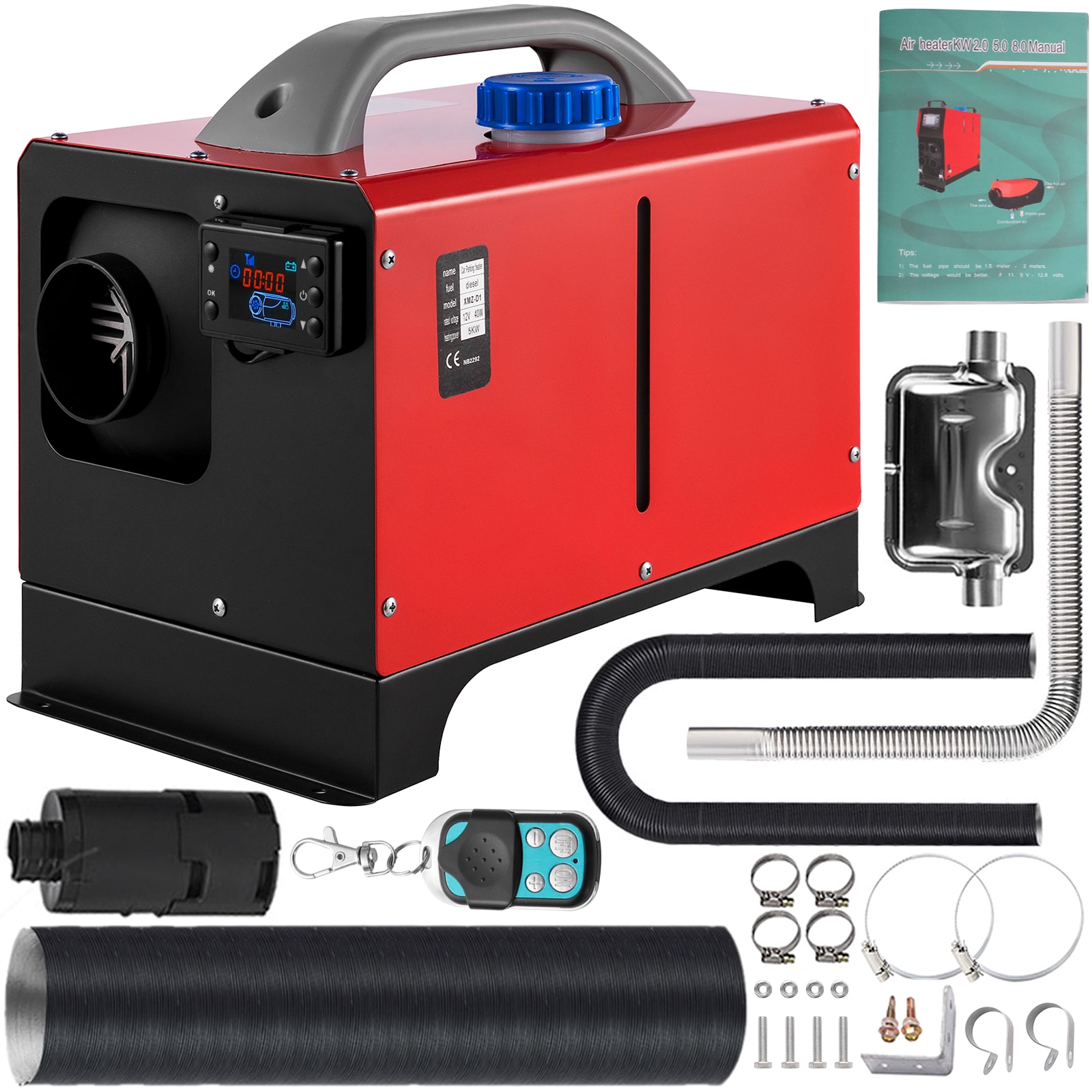 Diesel Parking Heater Set with Installation Kit 8KW 12V Air Heater 15×6×5.5  Inch 