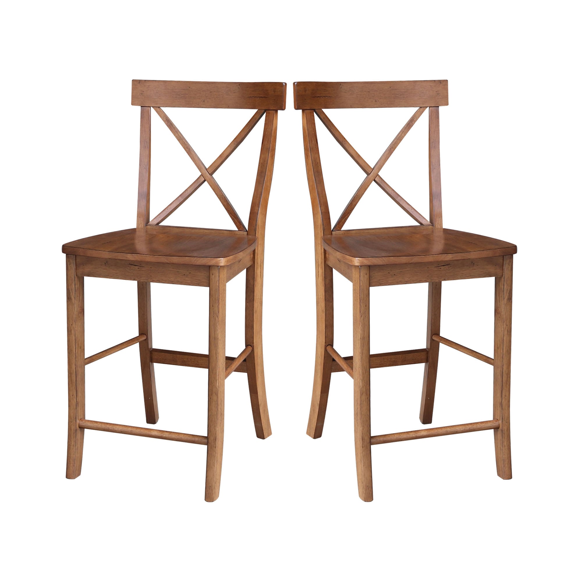 Distressed Oak 24" X-Back Counter Height Stool