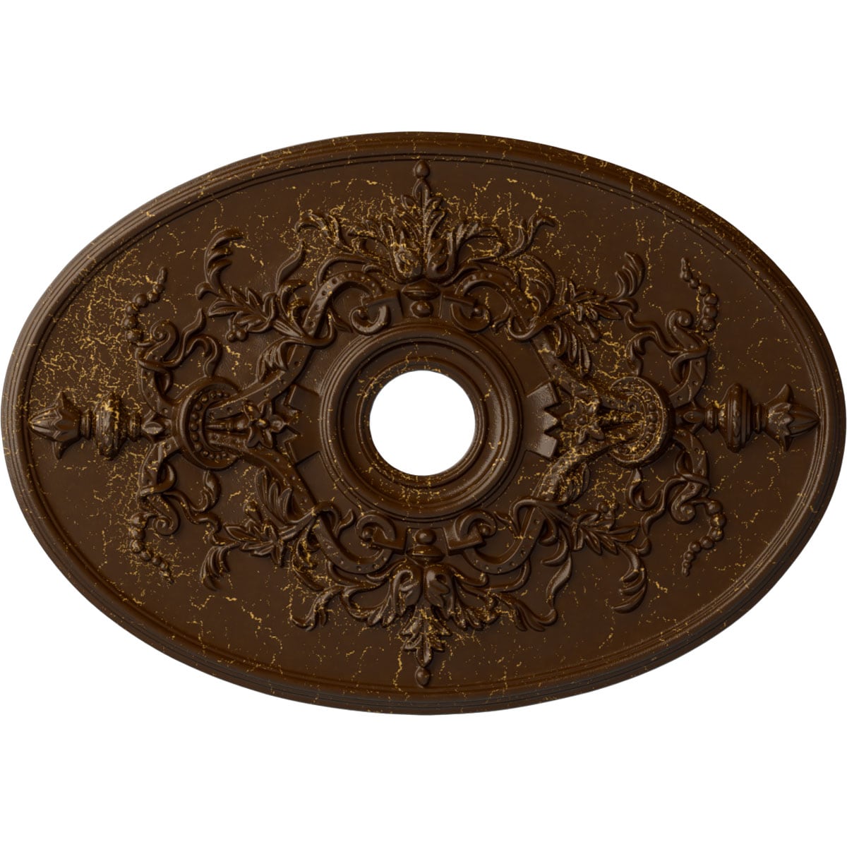 Ekena Millwork CM21X30ALRBC Alexa 21.25-Inches W x 30.75-Inches L Painted Root Beer Crackle Polyurethane Whole Ceiling Medallion