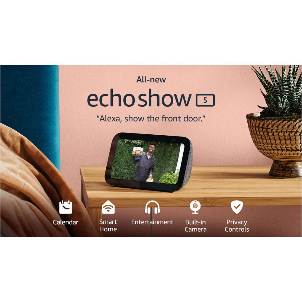 Echo Show 5 3rd Gen, 2023 release Smart display with deeper bass and  clearer sound Charcoal in the Smart Speakers & Displays department at