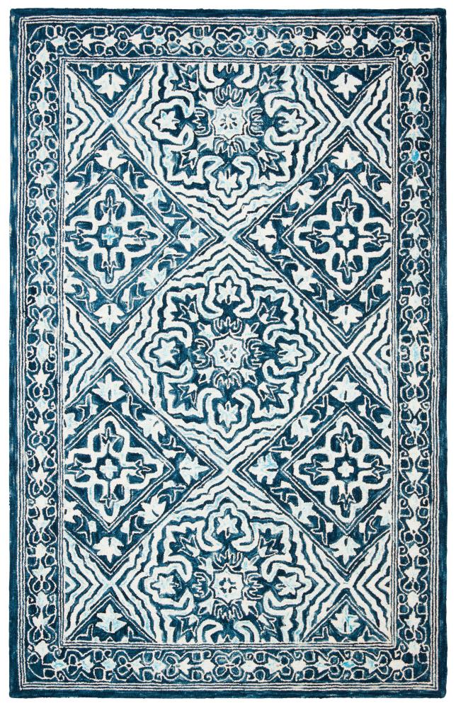 Safavieh TRC507N-5 Trace Nydia 5 x 8 (ft) Tufted Wool Navy/Light Blue Rectangular Indoor Abstract Bohemian/Eclectic Area rug
