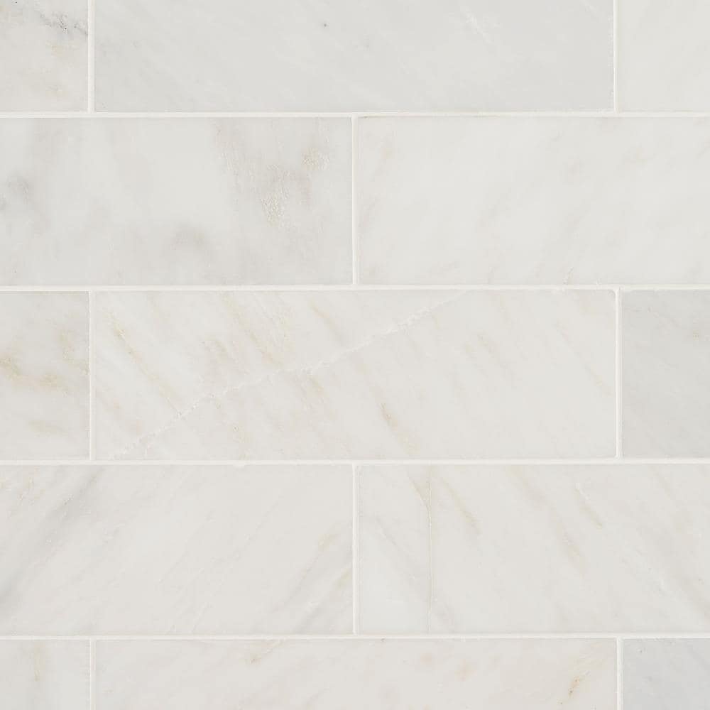Eastern Asian Statuary White Marble Subway Tile