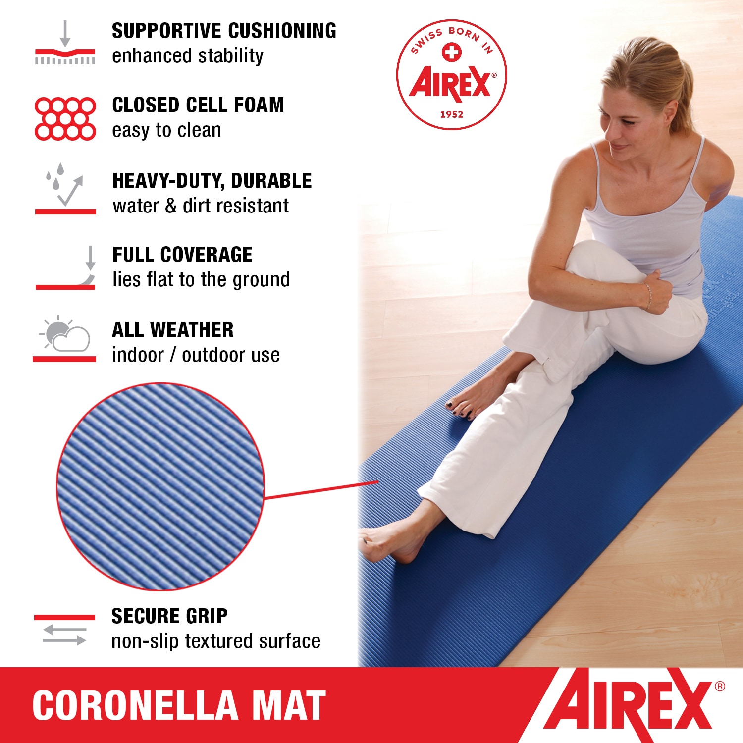 elleboog onbetaald gehandicapt AIREX 15-mm Yoga Mat in the Yoga Mats department at Lowes.com
