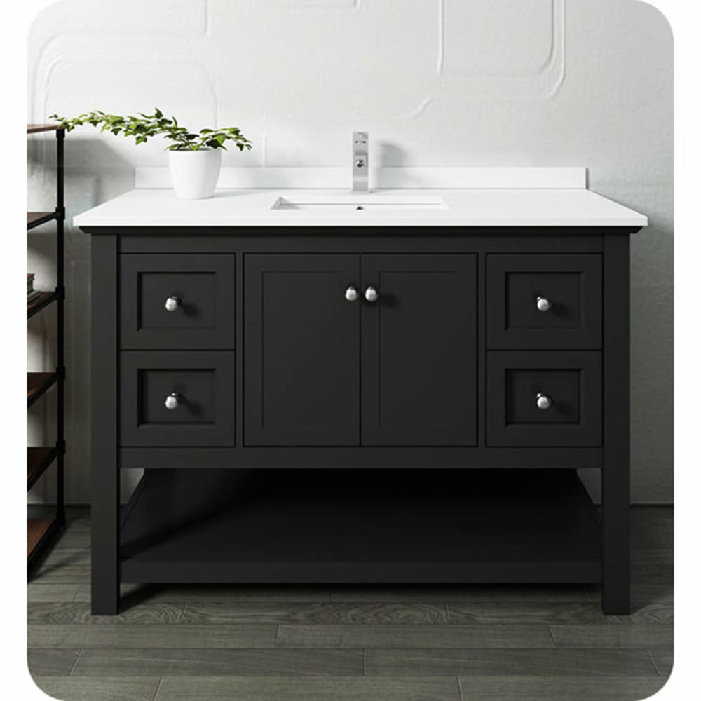 Fresca Manchester 48-in Black Bathroom Vanity Base Cabinet without Top ...