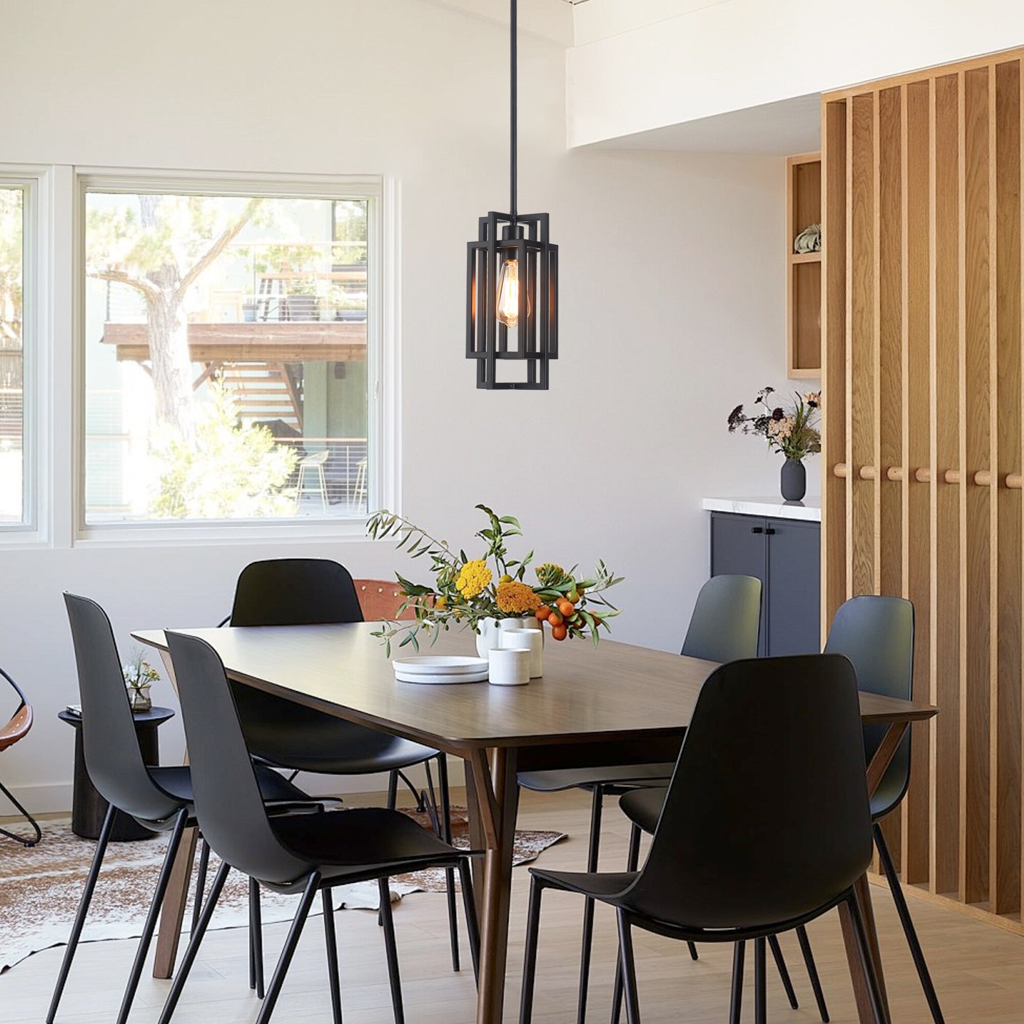 Zjvaive 1-Light 5.51-inch W Matte Black Farmhouse Metal Pendant Light ...