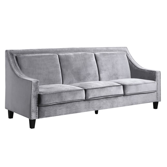 Chic Home Design Camren 85-in Modern Grey Velvet 3-seater Sofa in the ...
