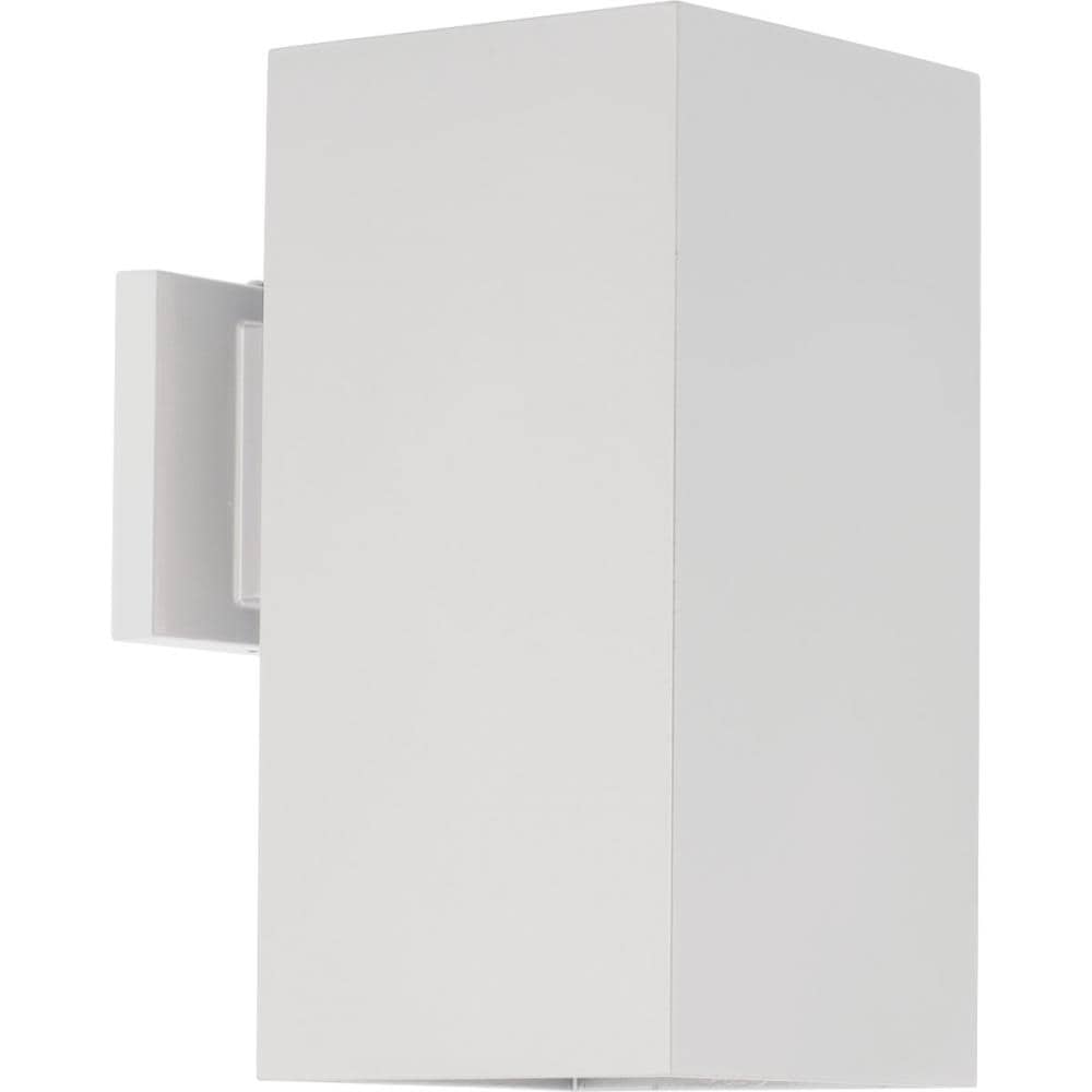 Progress Lighting P5643-30-30K LED Sq Cylinder 12-in H White Hardwired Dark Sky Integrated LED Outdoor Wall Light