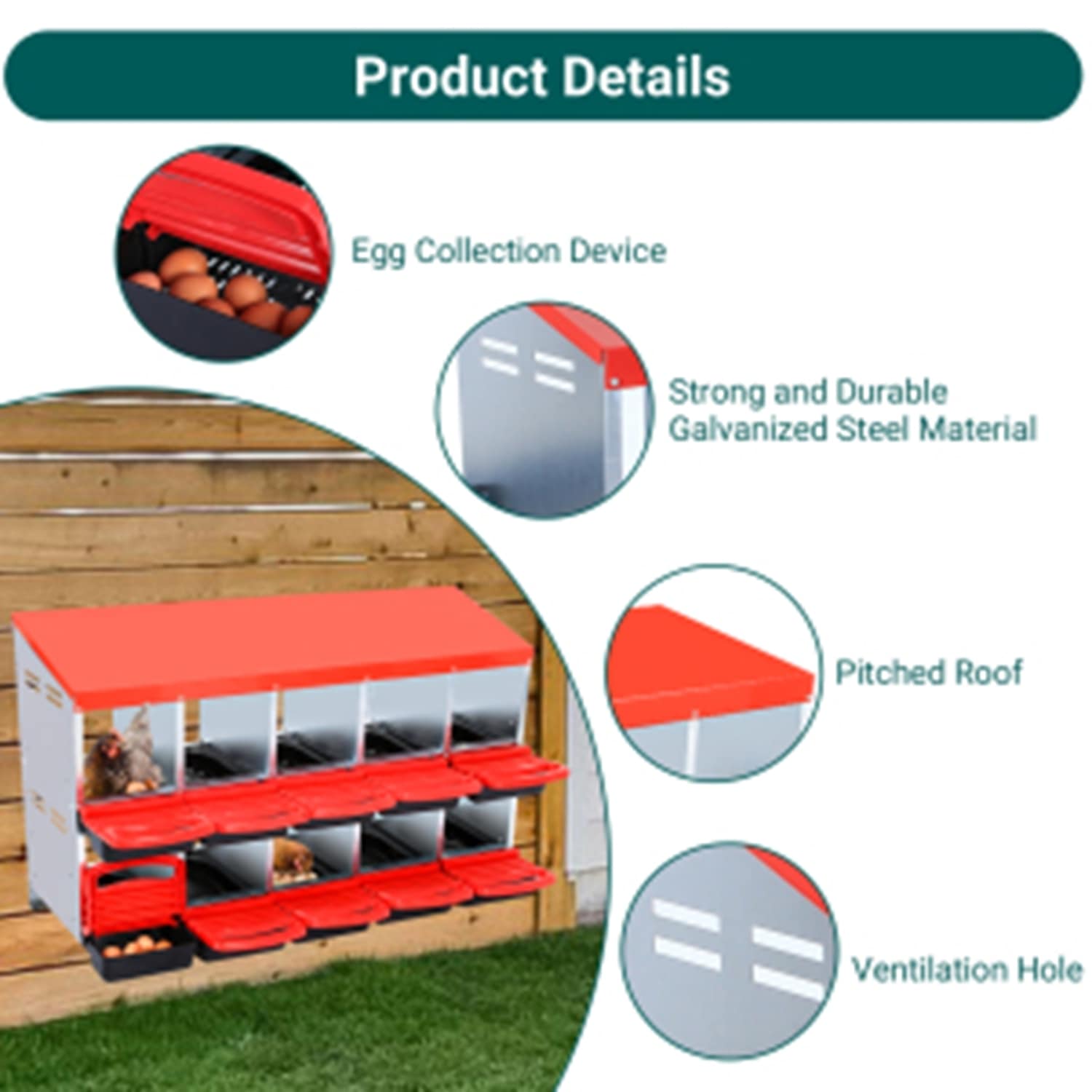 Garvee LSHQQPHO-33AC7JAJ Chicken-Coops-Rabbit-Hutches - View #4