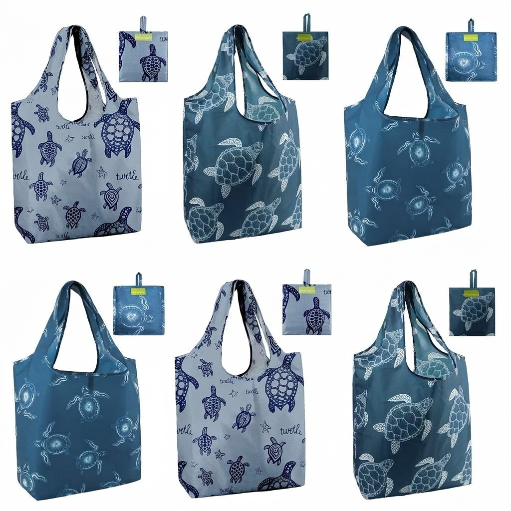 Afoxsos Sea Turtle Reusable Grocery Bags Large Tote with Handles Foldable Washable Heavy Duty Shopping Bag for Women Beach Travel Groceries 6 #L05AF10032