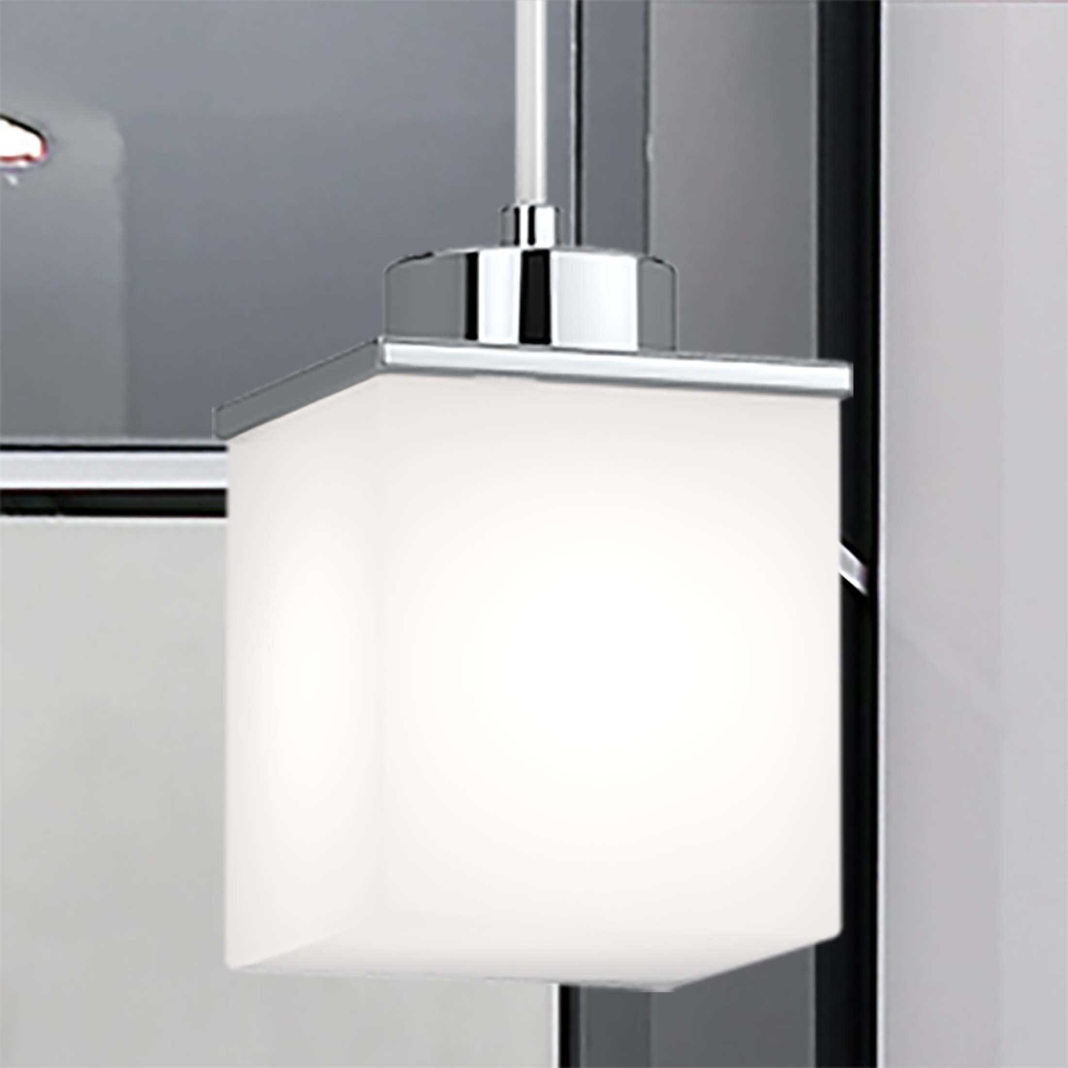 Chrome Mini Pendant with Frosted Glass Shade