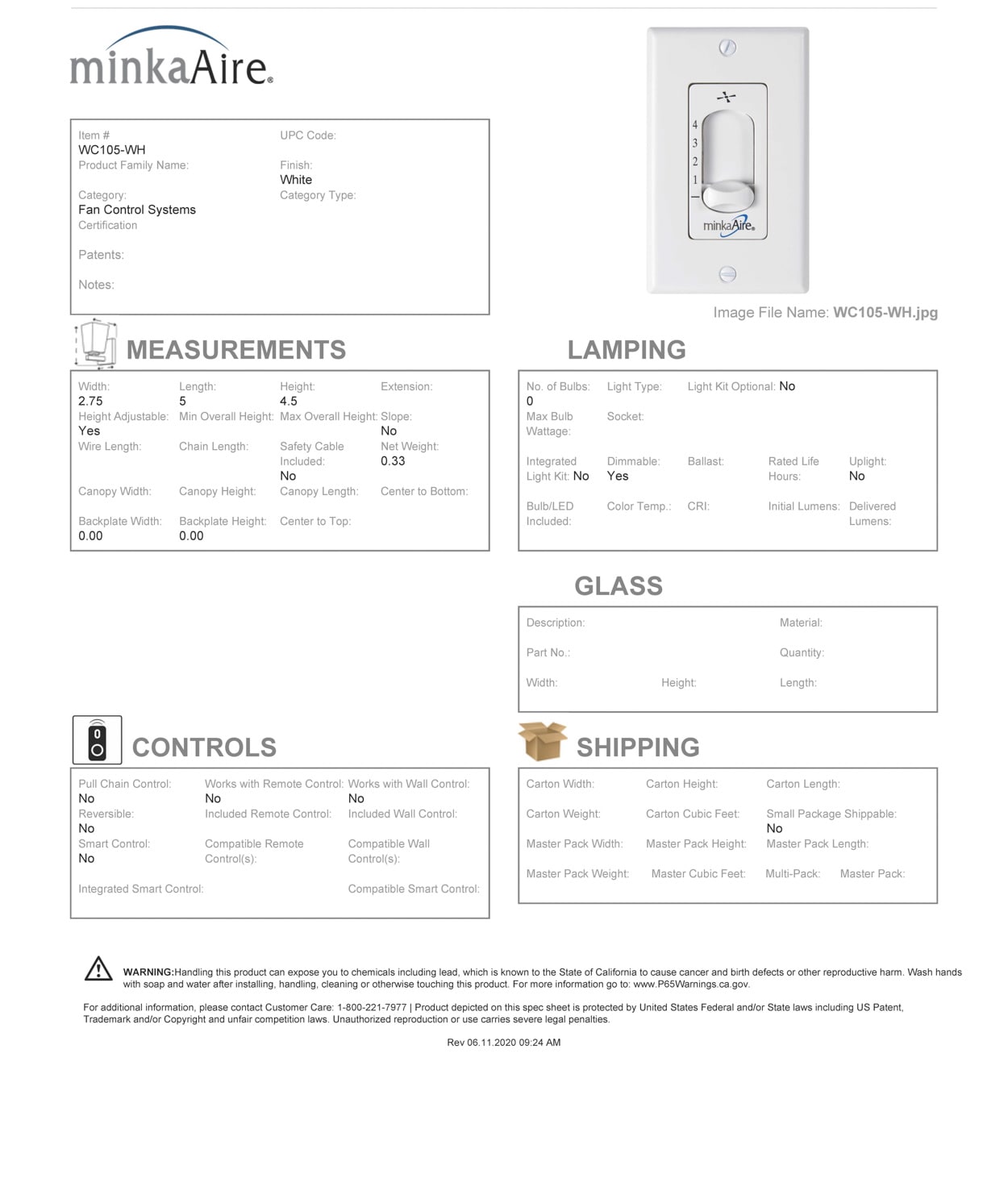 Minka Aire WC105-WH Fan-Controls - View #3
