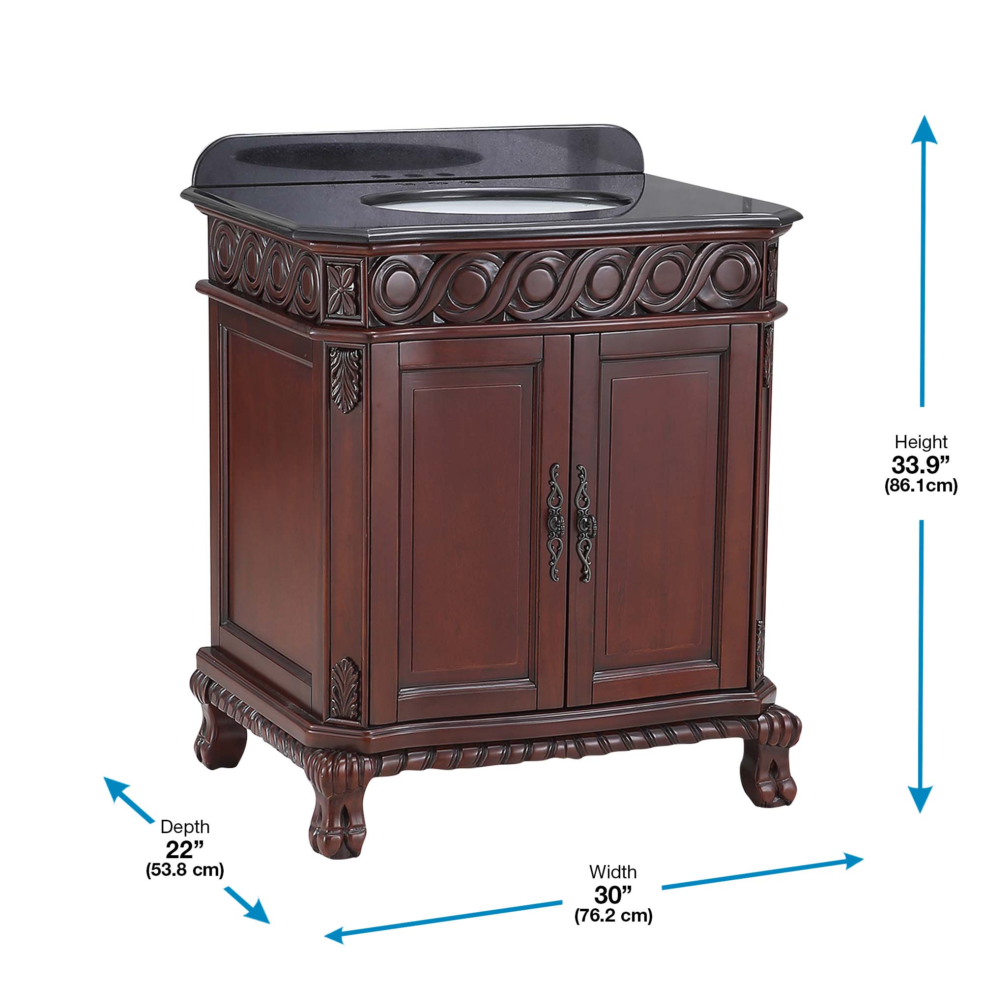 Wall-Mounted Bathroom Vanity in Dark Cherry - Decora