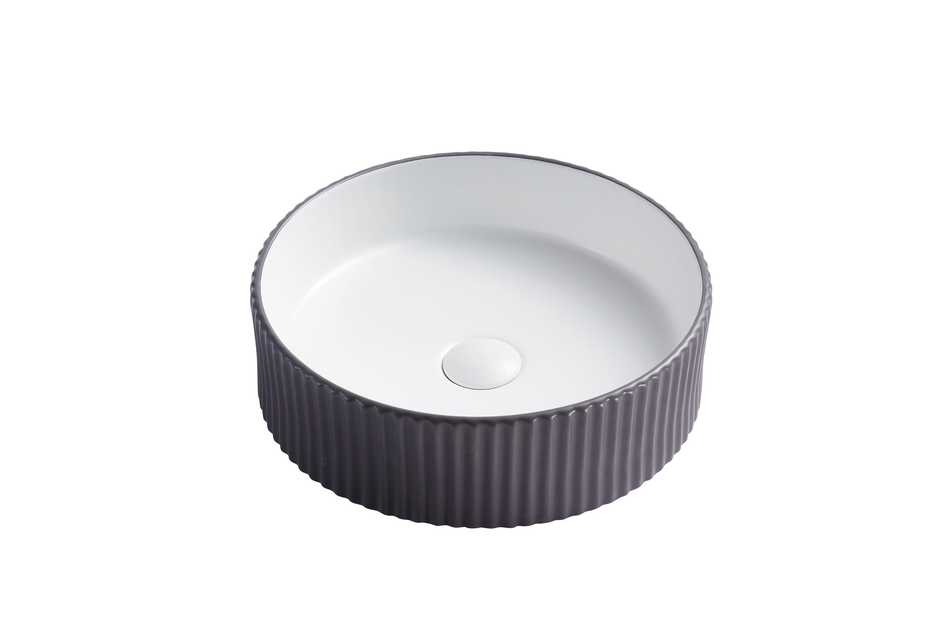 Project Source ML-20528WH Vitreous China 15.8-in Vessel Round Modern white and black Bathroom Sink