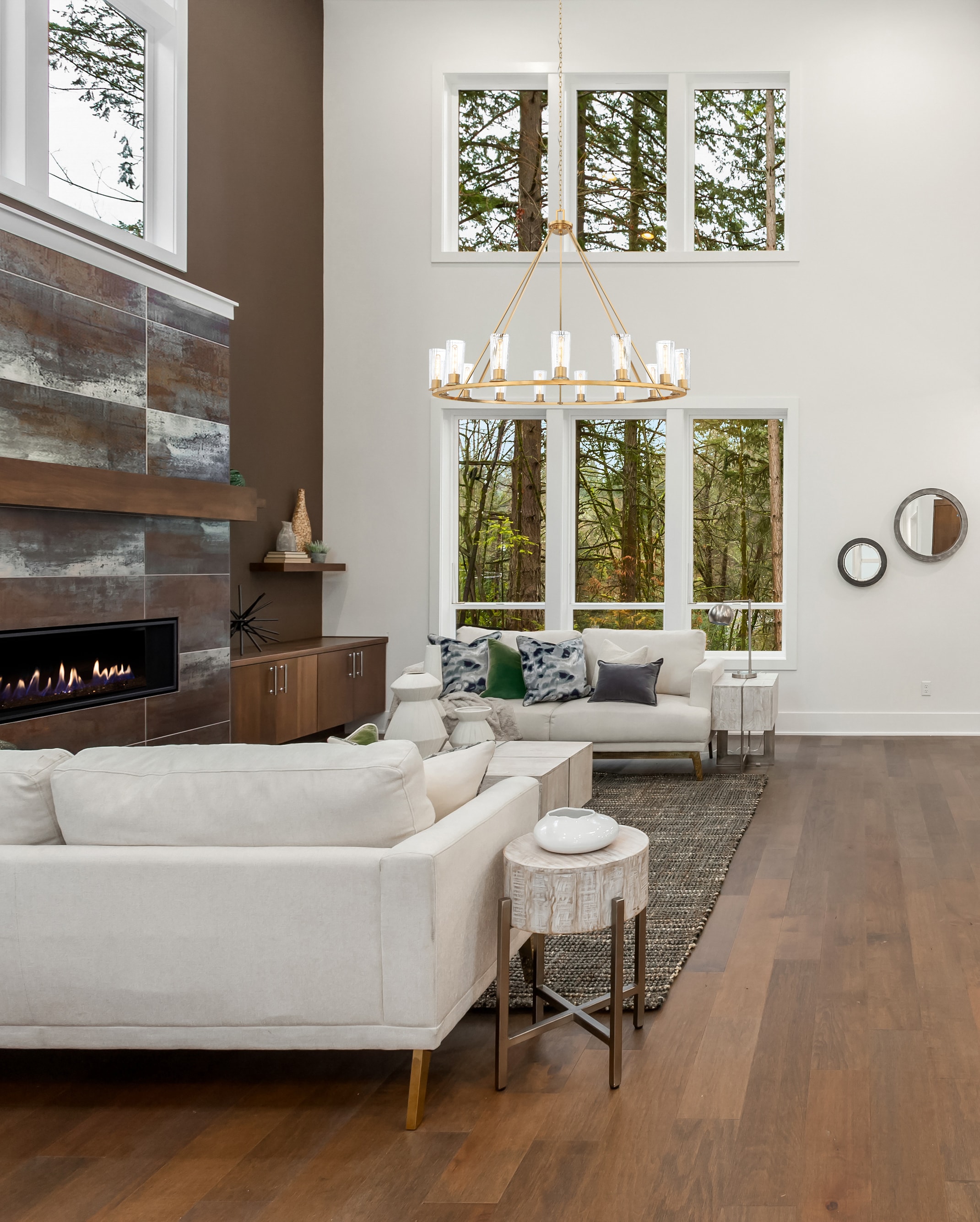 Modern Gold 15-Light Chandelier with Clear Glass Shades