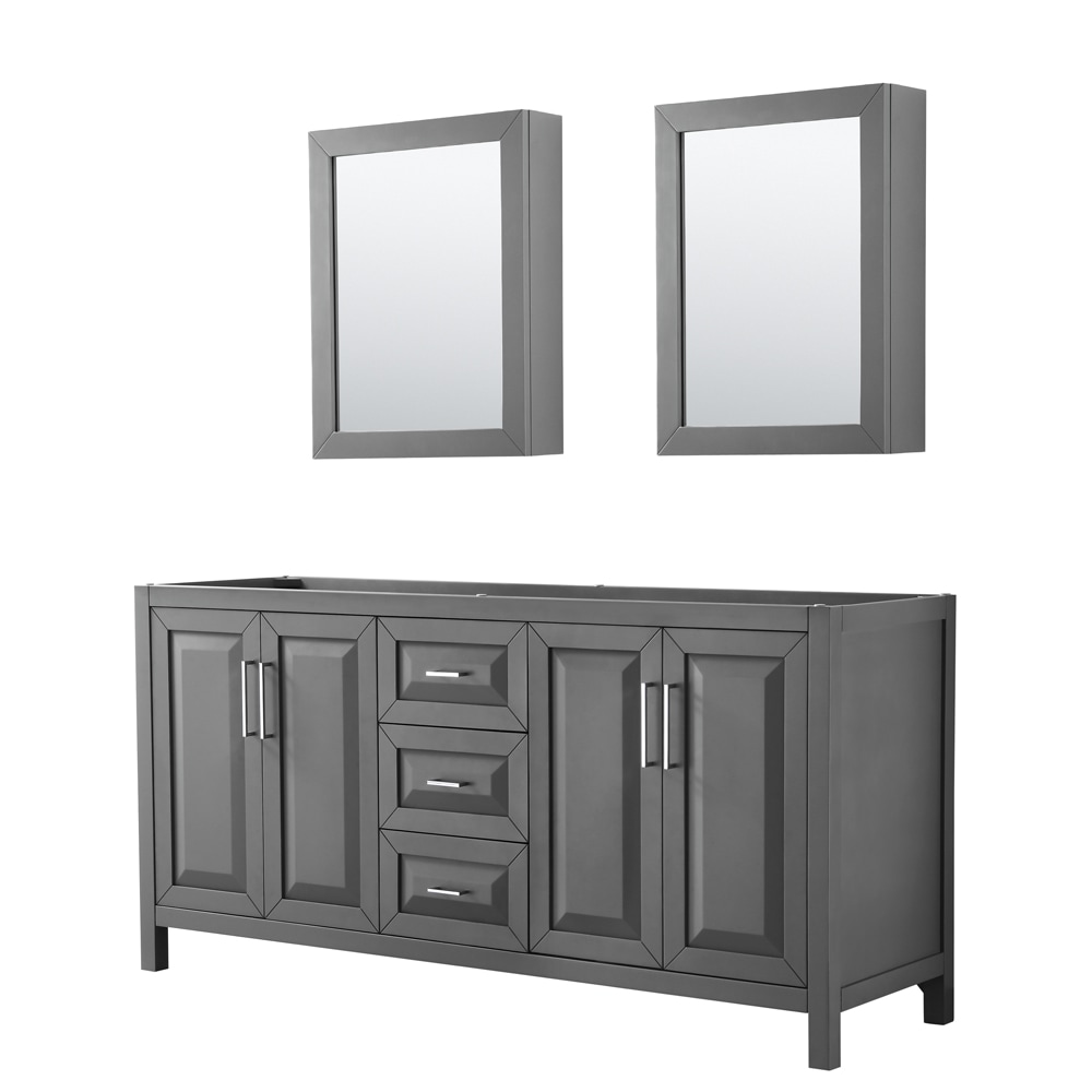Wyndham Collection WCV252572DKGCXSXXMED Daria 72-in Dark Gray with Polished Chrome Trim Bathroom Vanity Base Cabinet without Top (Mirror Included) (Medicine Cabinet Included)