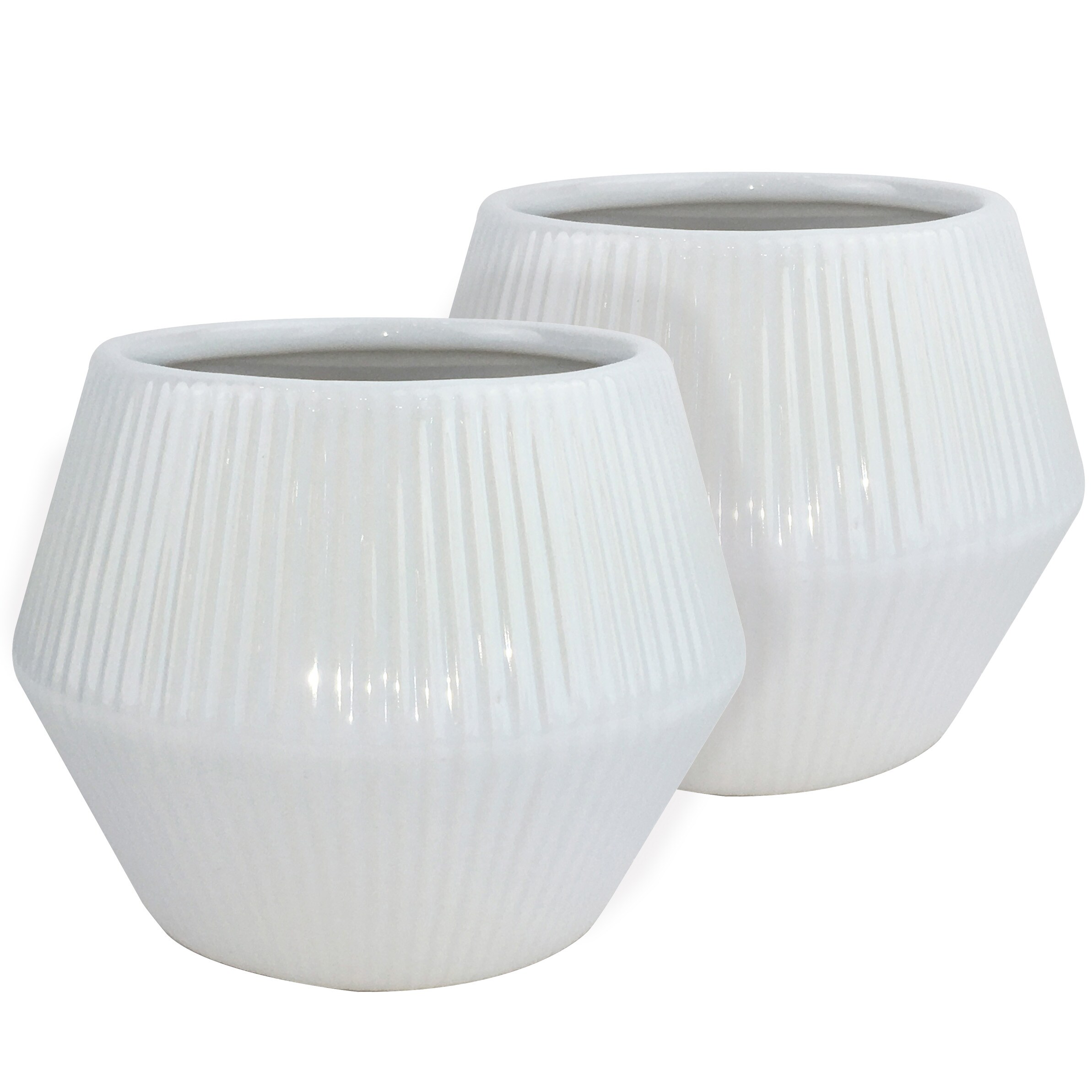 Trendspot LECR01474N-08WS Round 7.99-in W x 6.37-in H x White Ceramic Indoor/Outdoor Planter