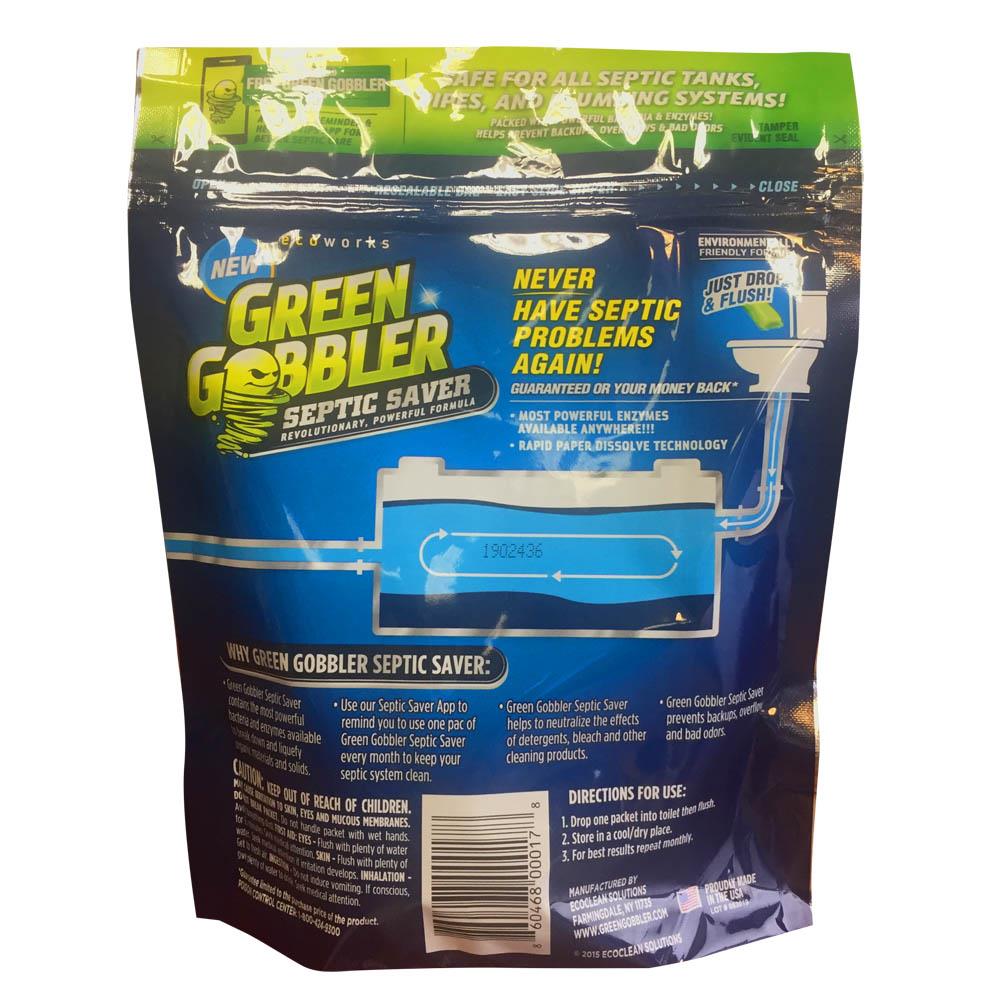 Green Gobbler Septic Saver Enzyme Pacs - 6-Pack Septic Cleaner Tablets,  Eco-Friendly, Drop-in, Breaks Down Grease & Paper, Safe for All Pipes in  the Septic Cleaners department at