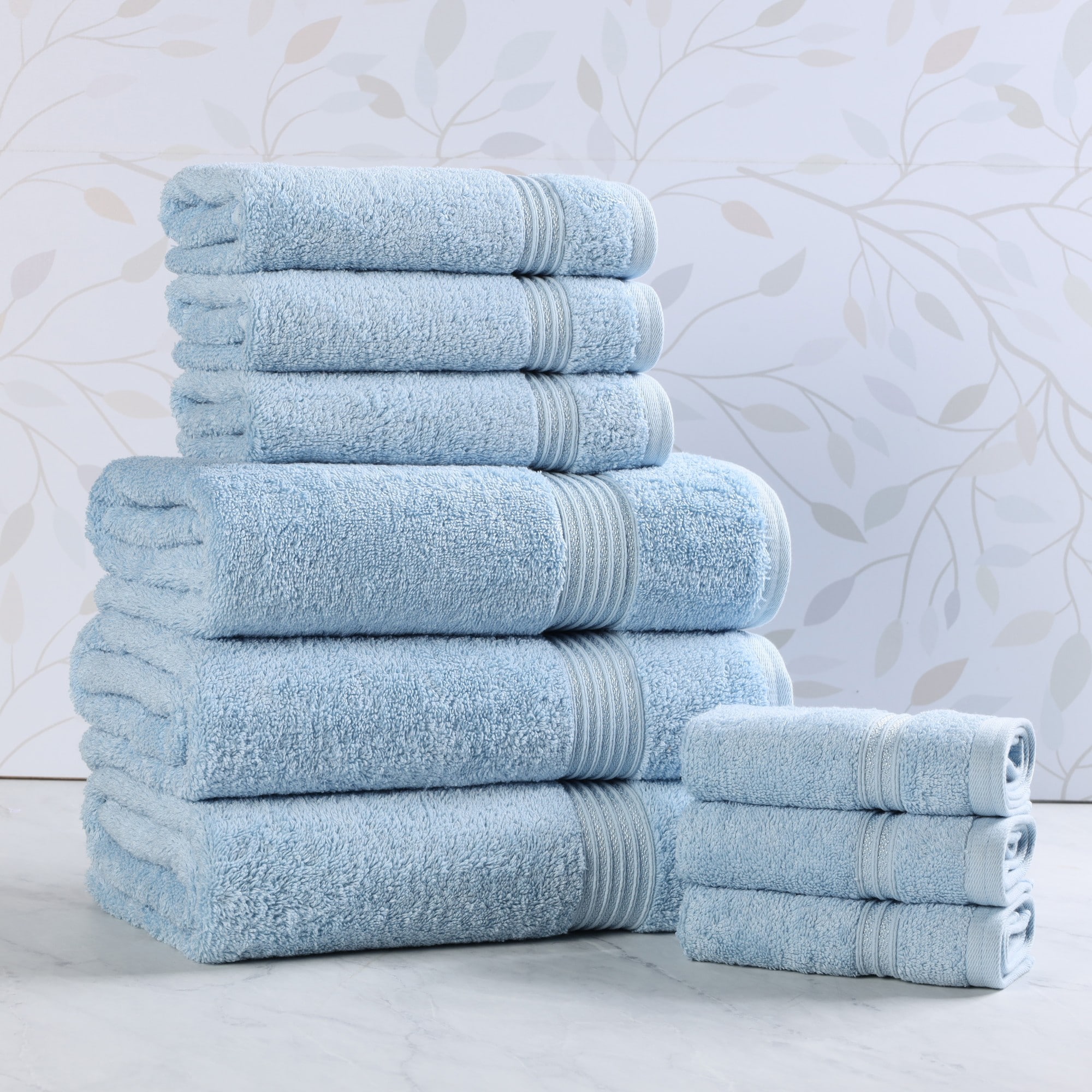 Superior Egyptian Cotton Highly Absorbent Solid 9-Piece Ultra Soft Towel Set