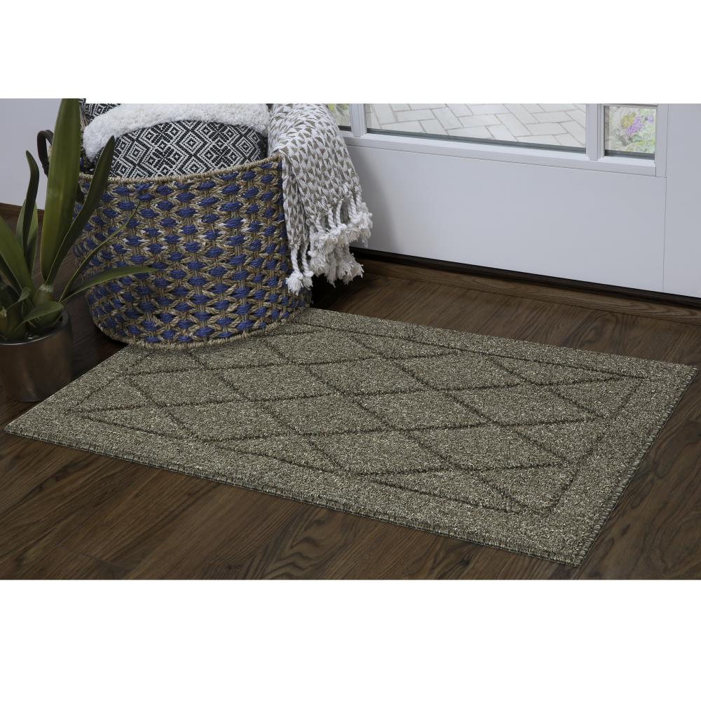 Style Selections 2 X 6 (ft) Grey Indoor Border Machine Washable Runner Rug  in the Rugs department at