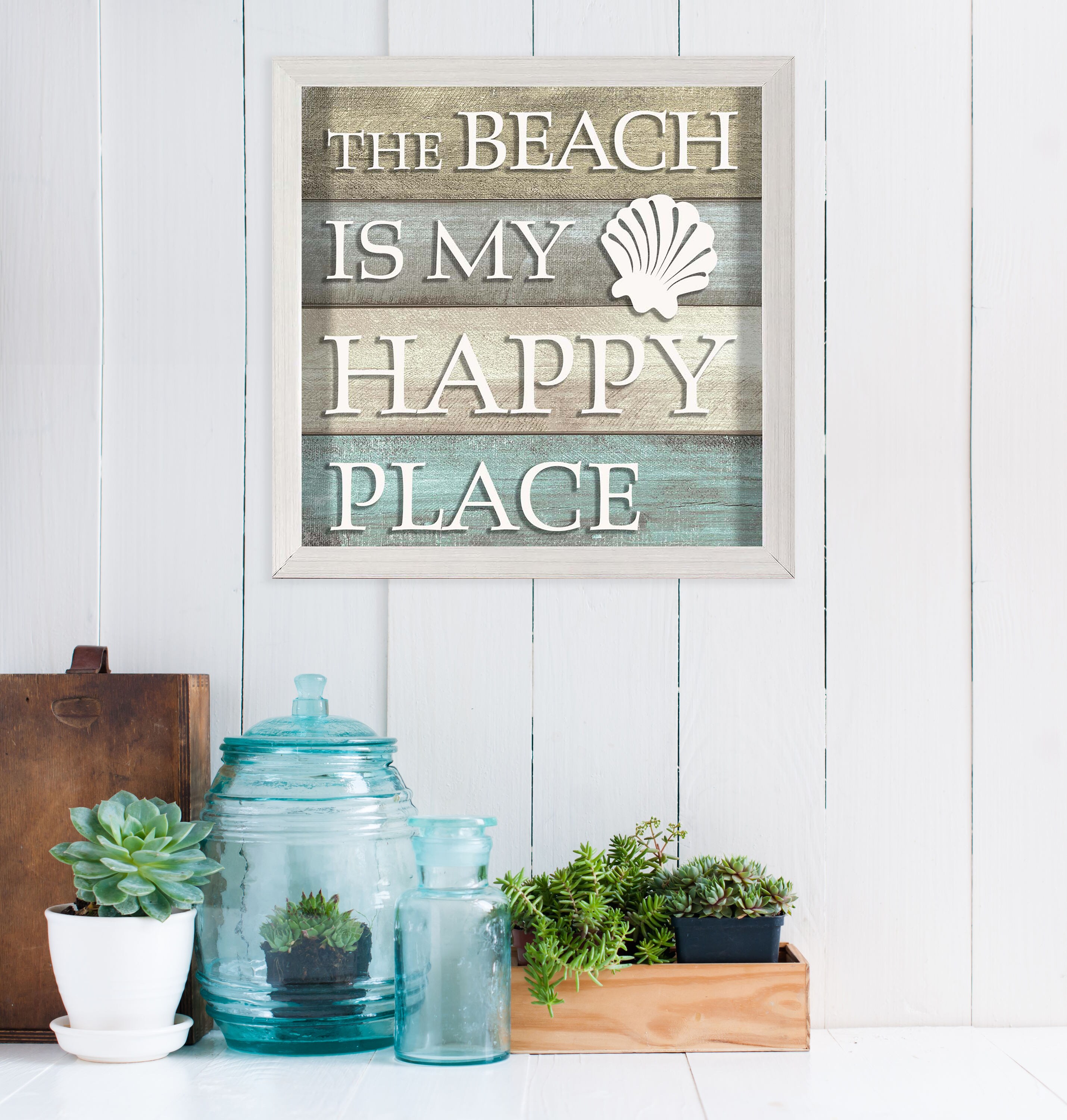 Beach Happy Patton Framed 12-in H x 12-in W Coastal Print in the Wall ...