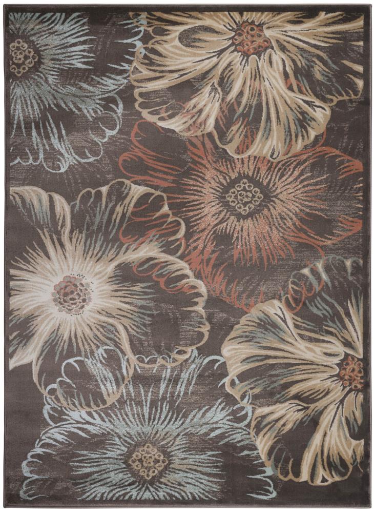 Radici USA 3809/0022/BROWN Garda 8 x 10 (ft) Polypropylene Brown Rectangular Indoor Floral/Botanical Bohemian/Eclectic Area rug