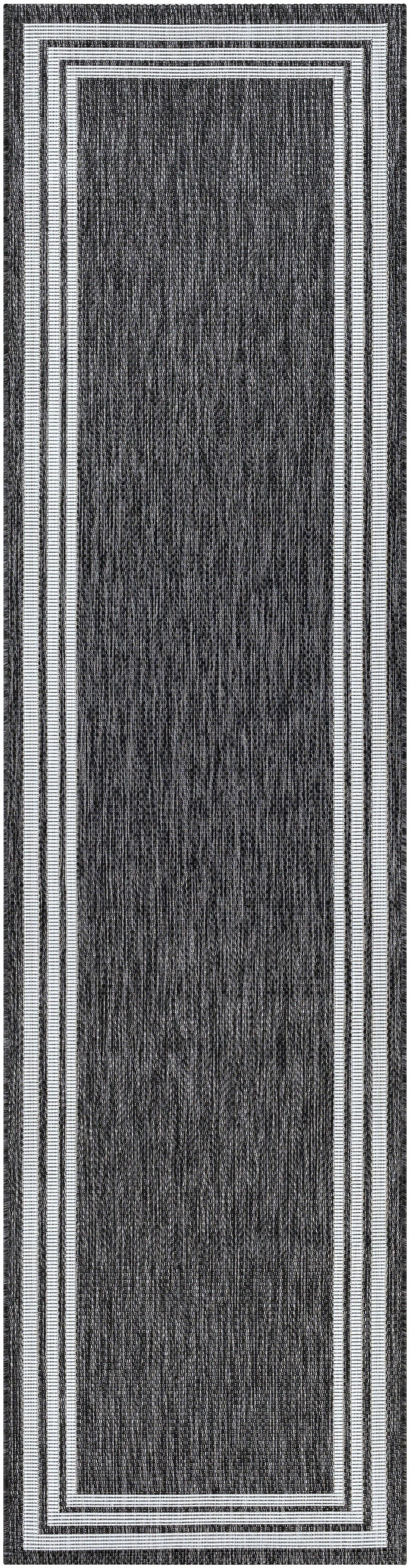 Livabliss EAG2365-2710 Eagean 3 x 10 (ft) Polypropylene Dark Gray Rectangular Indoor/Outdoor Medallion Oriental Runner rug