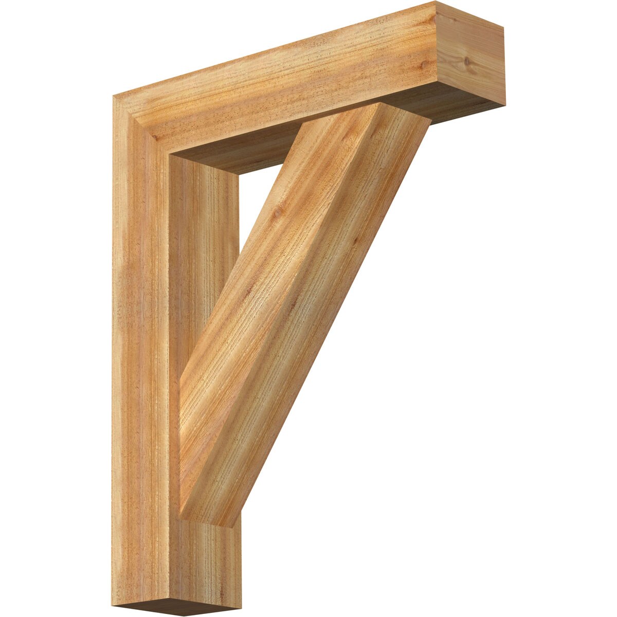 Ekena Millwork 1464791 Traditional Block Rough Sawn Bracket with Offset Brace 8-in x 32-in x 40-in Western red cedar Brown Wood Standard bracket