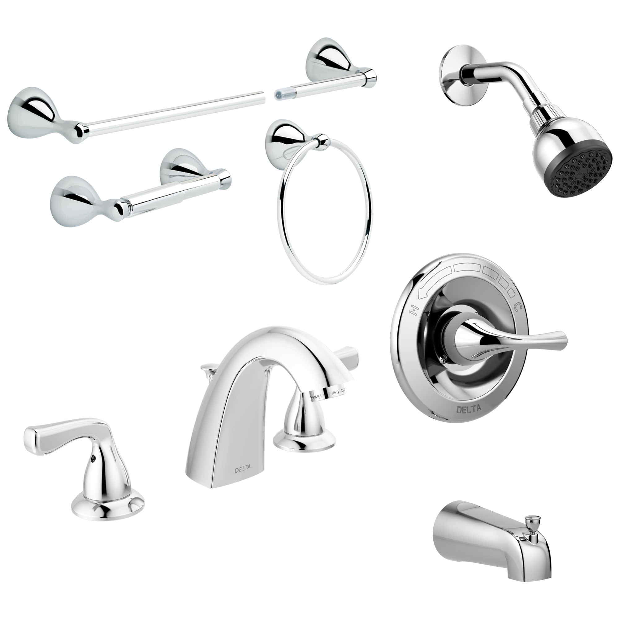 Shop Delta Foundations Chrome 2 Handle Widespread Mid Arc Bath Faucet   61408938 