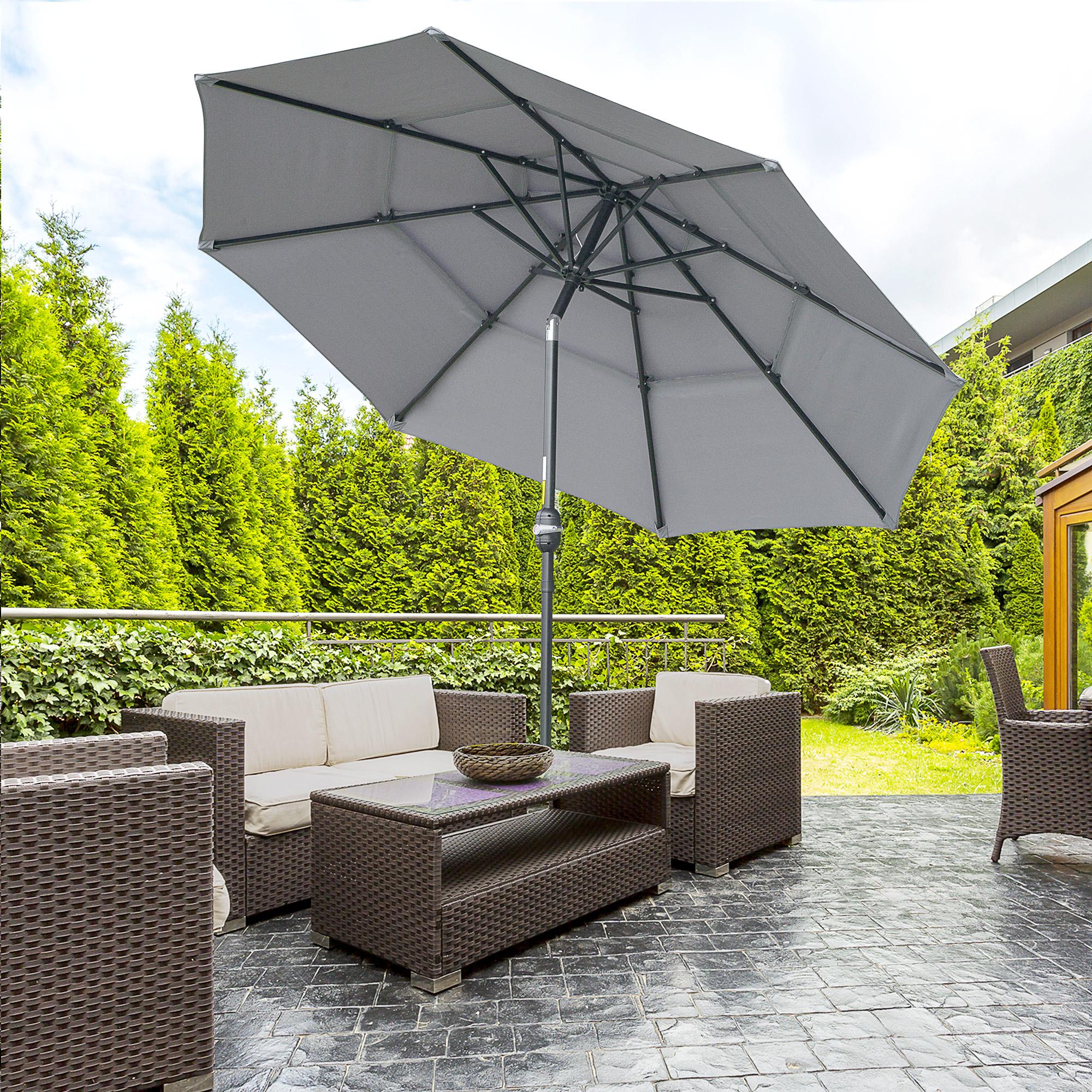Bayfeve BFAOS-200445-OD 9-ft Steel Dark gray Push-button Tilt Market Patio Umbrella