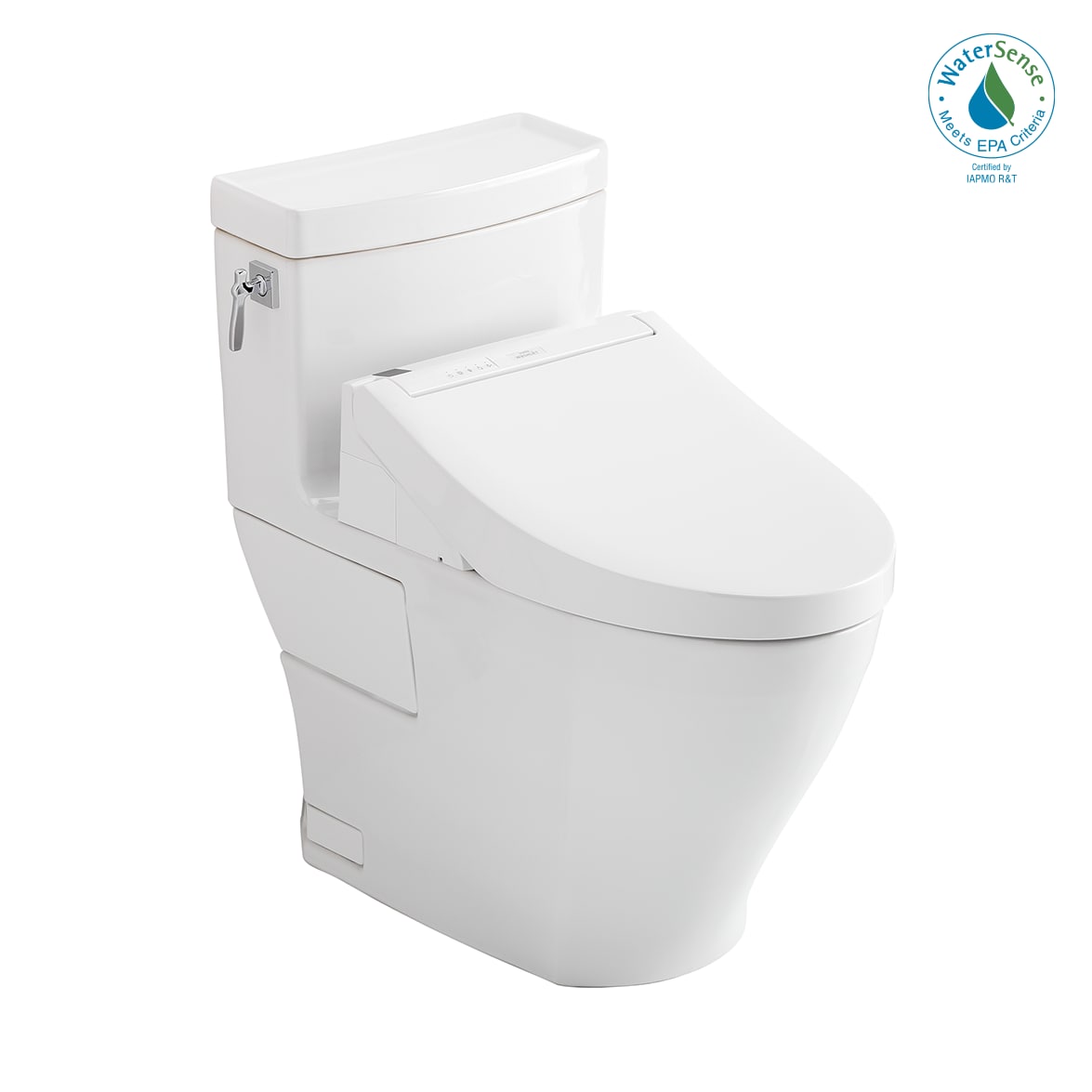 TOTO MW6263084CEFG-01 Washlet+ Cotton White Single Elongated Standard height Soft Close 1-piece Bidet 12-in Rough-In WaterSense Labeled 1.28 GPF