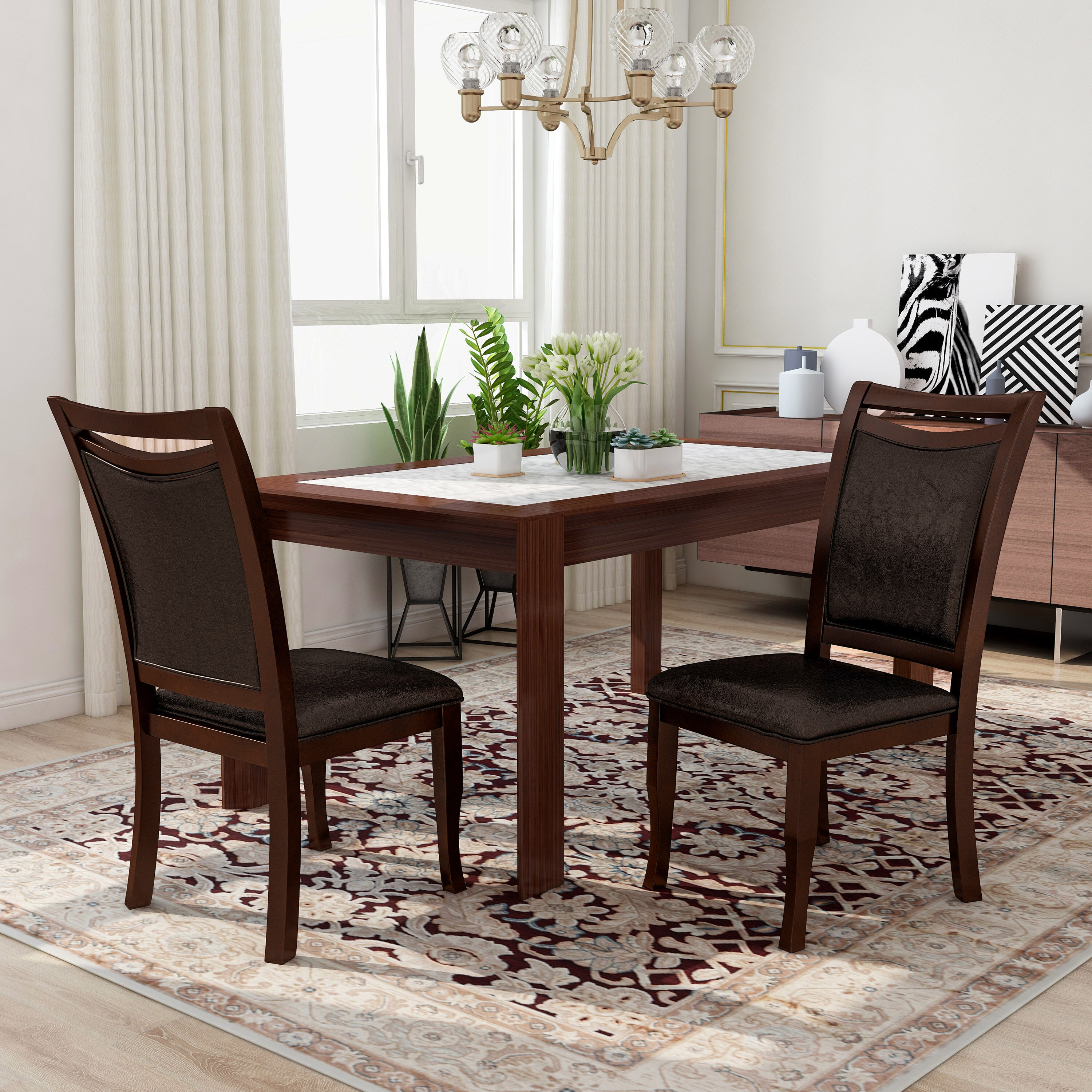 Furniture of America Woodside Faux Leather Upholstered Dining Side ...